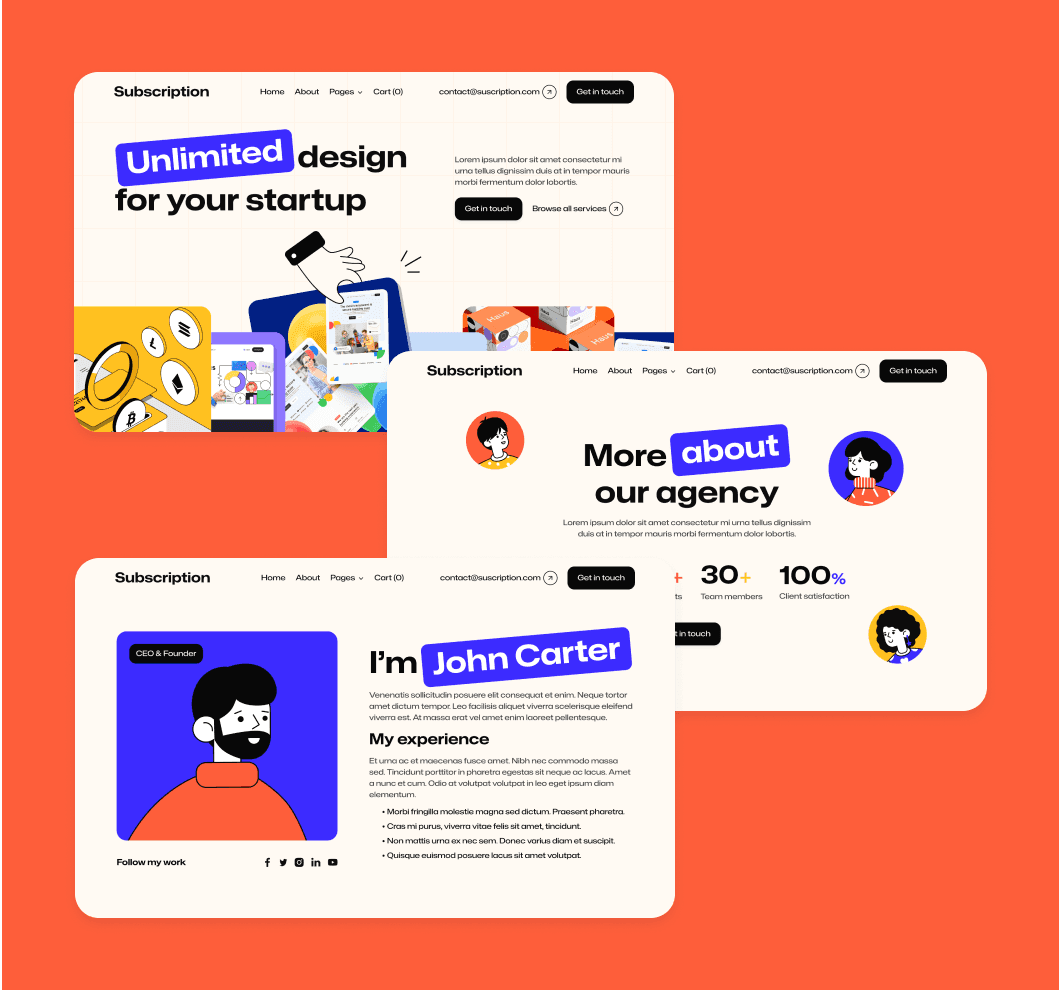 Subscription - Sections - Design Subscription Agency Framer Template
