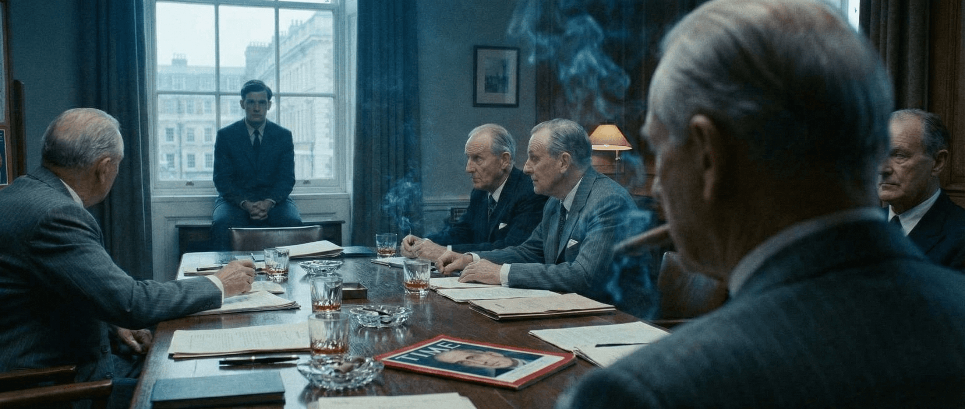 Political meeting in a formal room