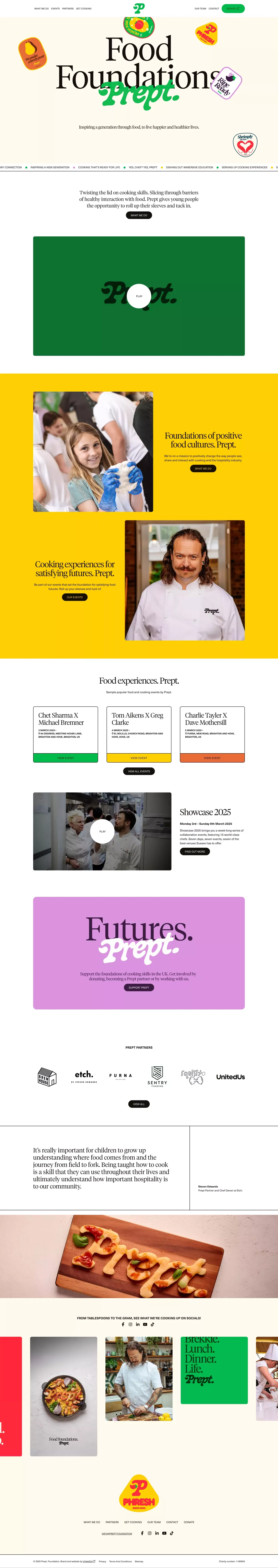 Prept landing page screenshot showcasing Education and Event design