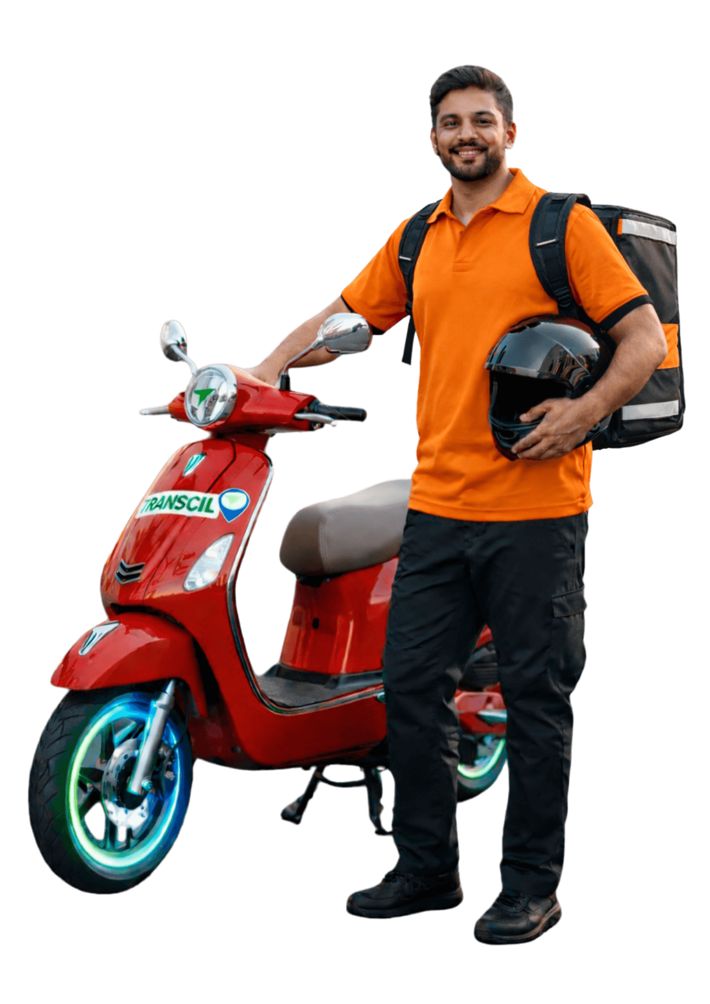 Delivery partner riding Transcil EV bike for last-mile delivery