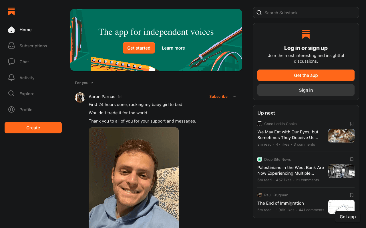 Substack екранна снимка