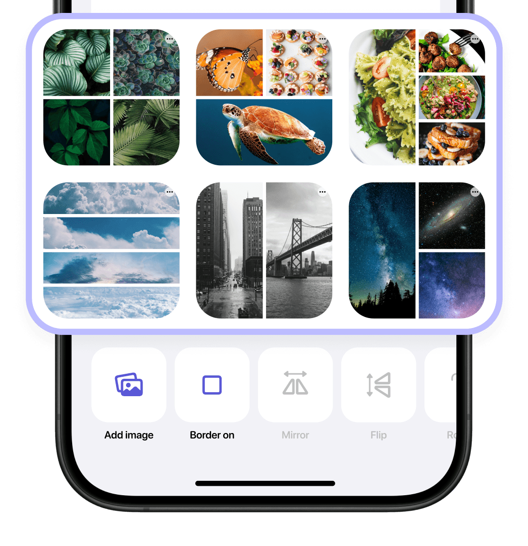 Choose from multiple frames and grid styles.