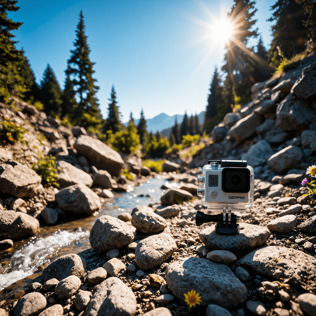 product photography of action camera
