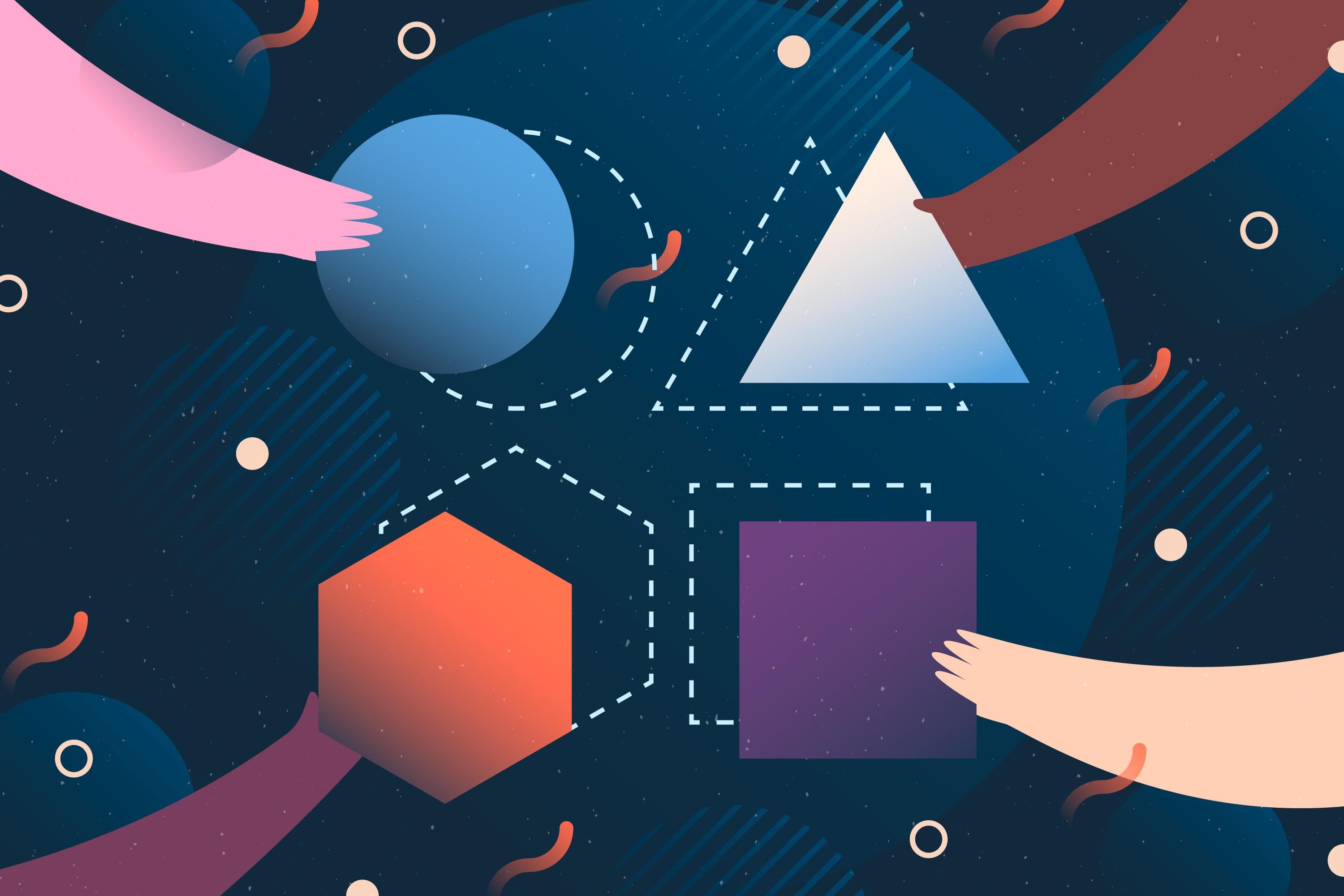 B2B demand generation vs demand capture — illustration of hands mapping connected buyer motions across an integrated network.
