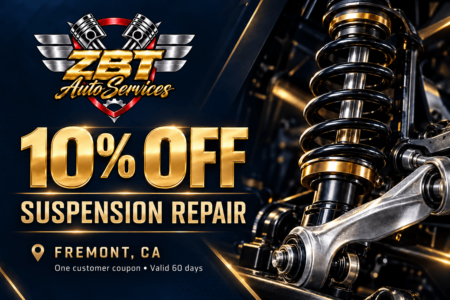 ZBT Auto Services 10% off suspension repair in Fremont