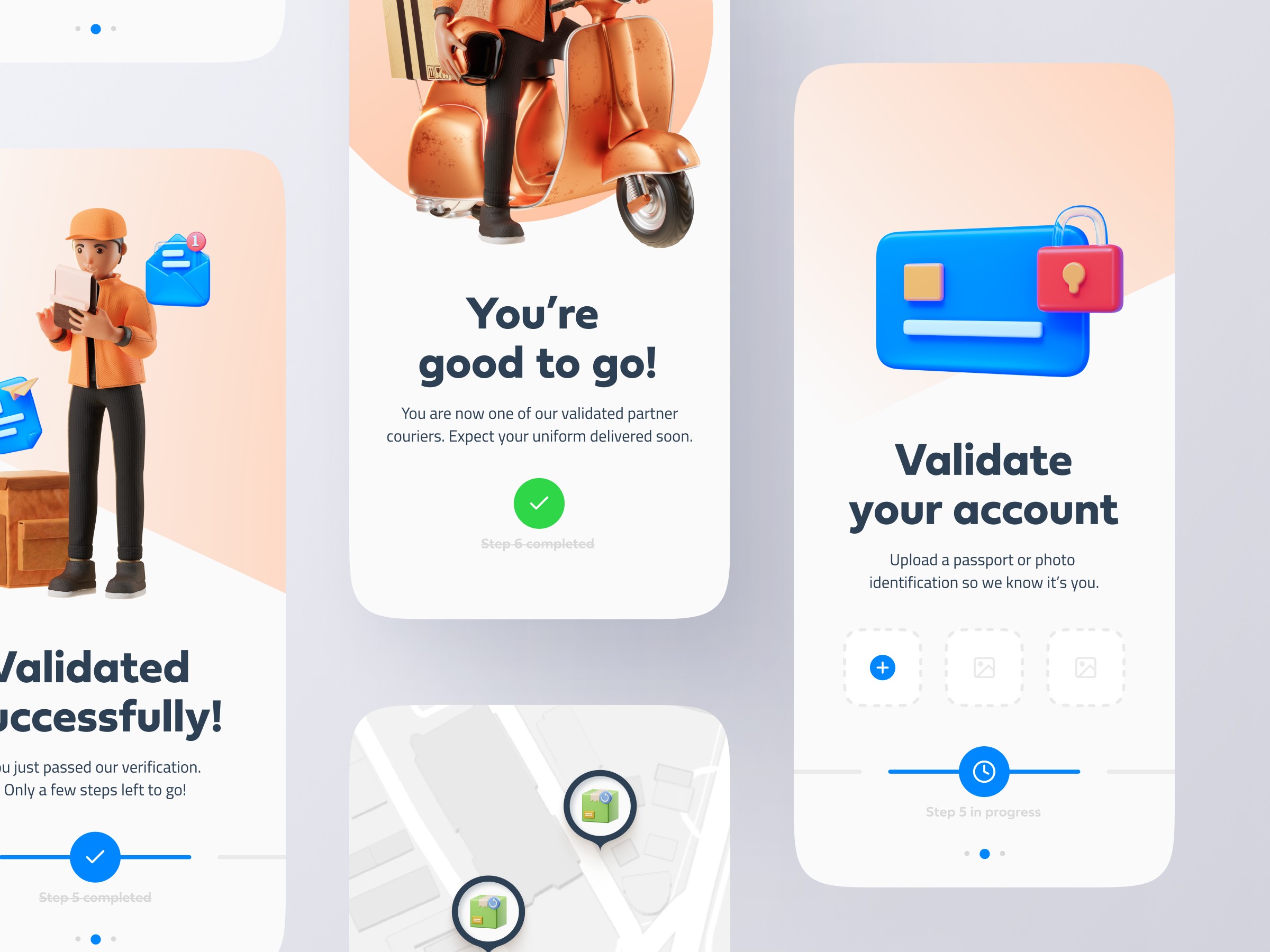 delivery onboarding mobile app ui ux for figma free freebie 3d icons