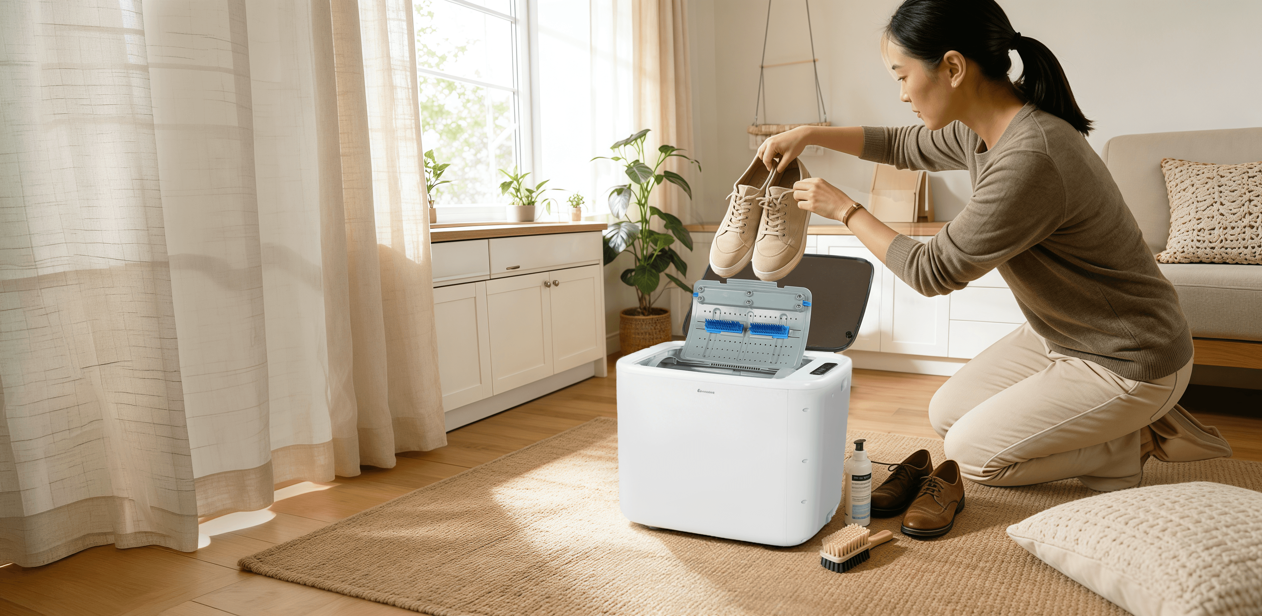 Person smiling warmly in sunlight