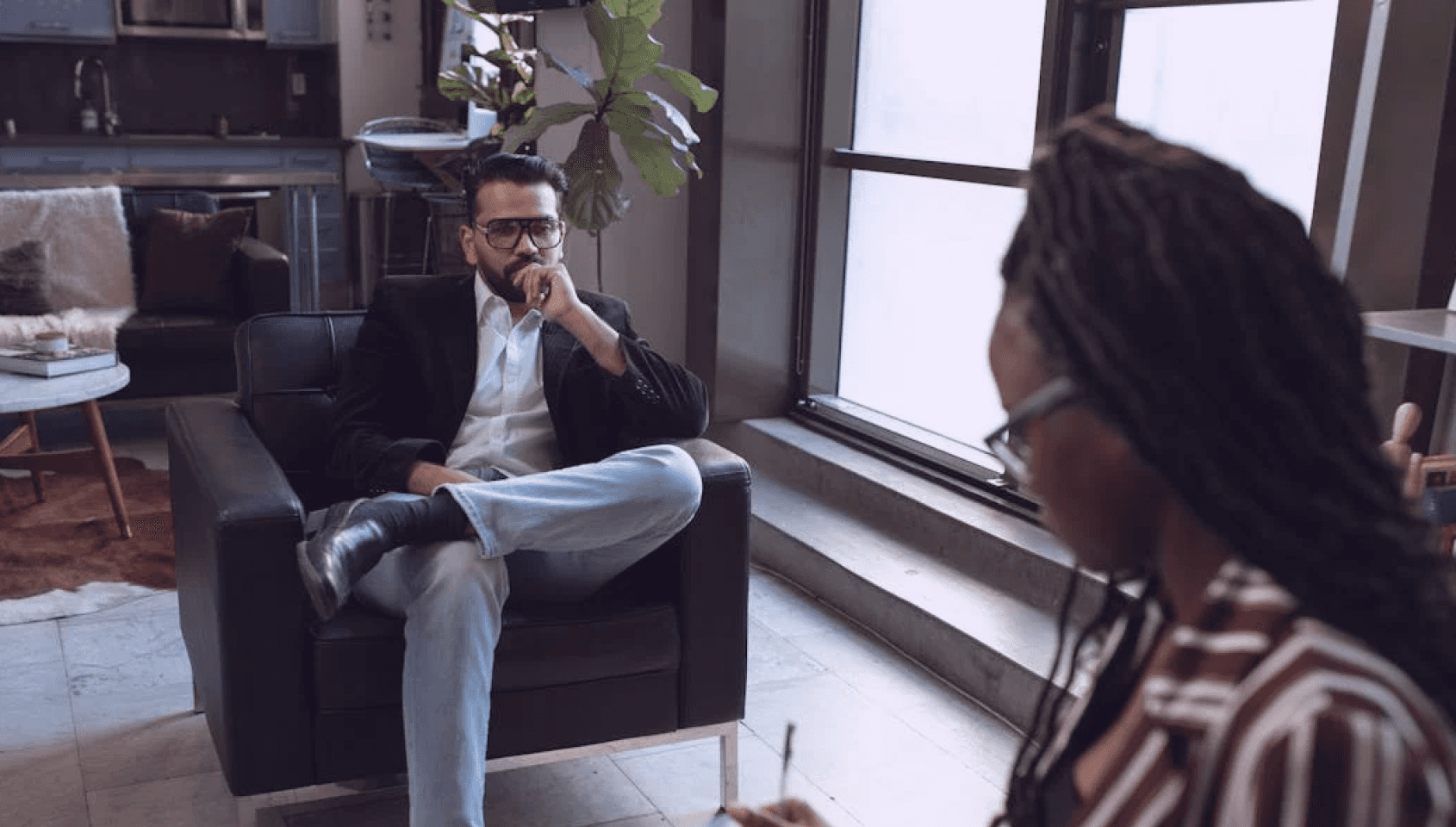 a man receiving feedback.