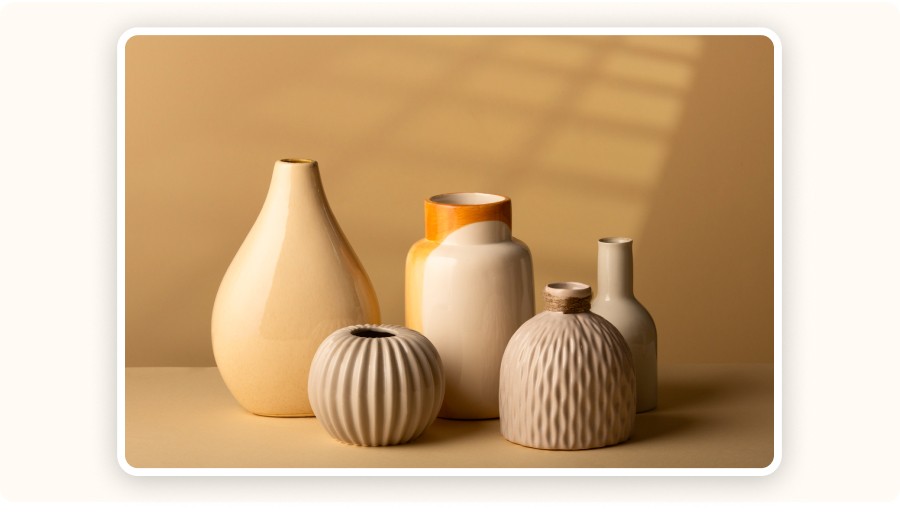 Beige ceramic decorative vases
