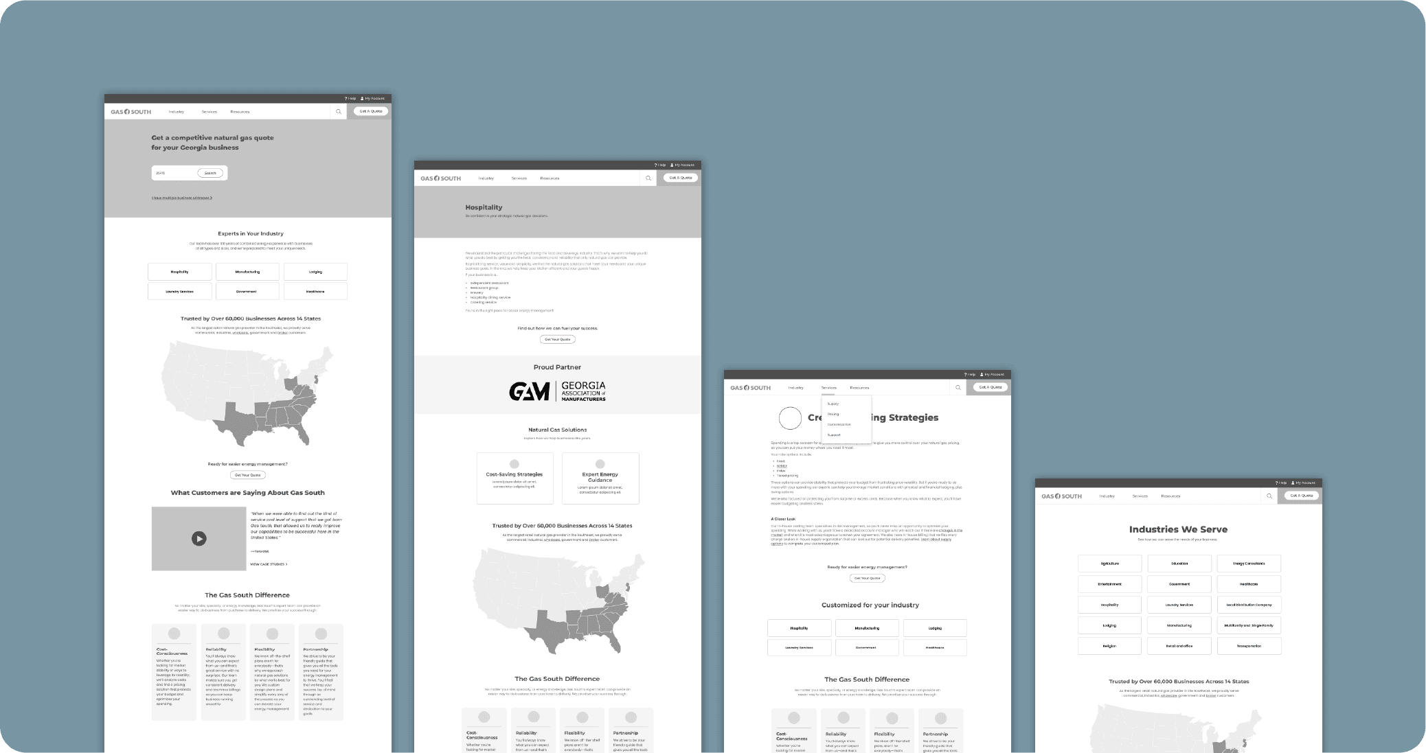 Gas for business web desire wireframes