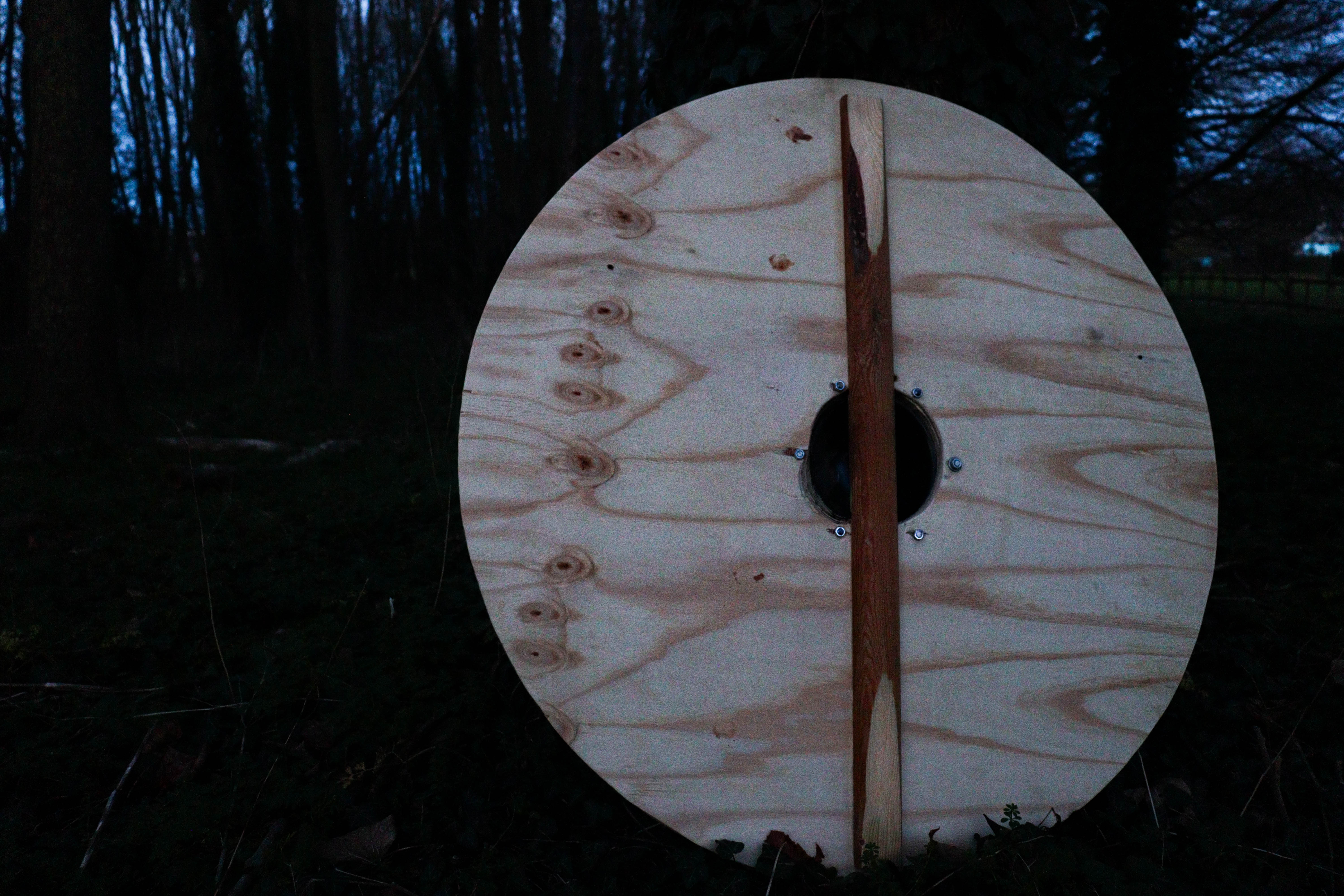 the back of the shield showing it's hand-crafted nature