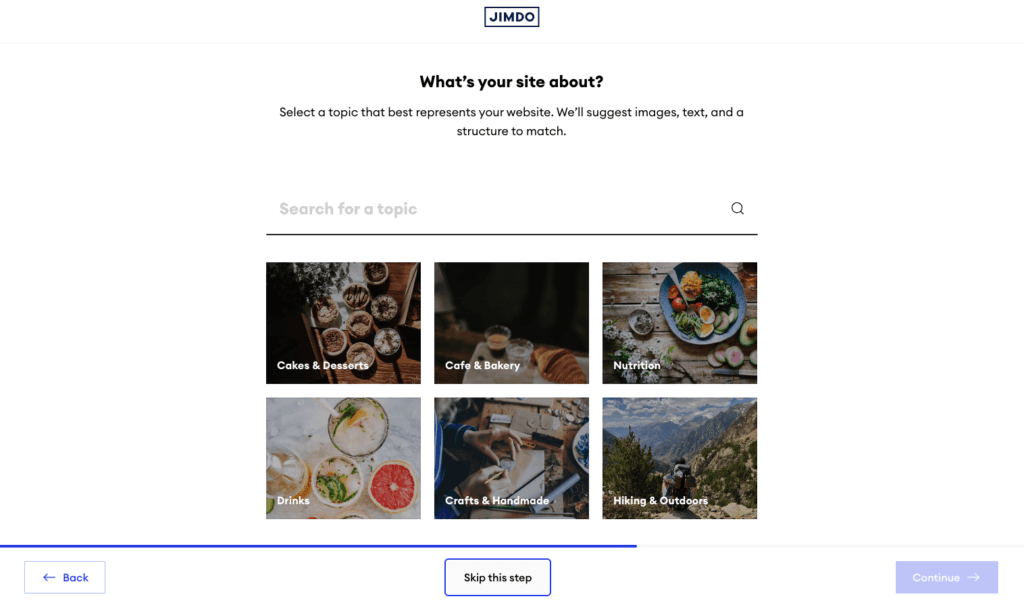jimdo website creation process