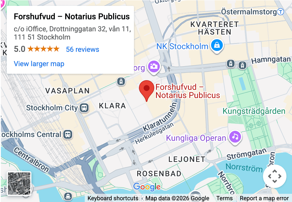 Karta till Forshufvud Notarius Publicus