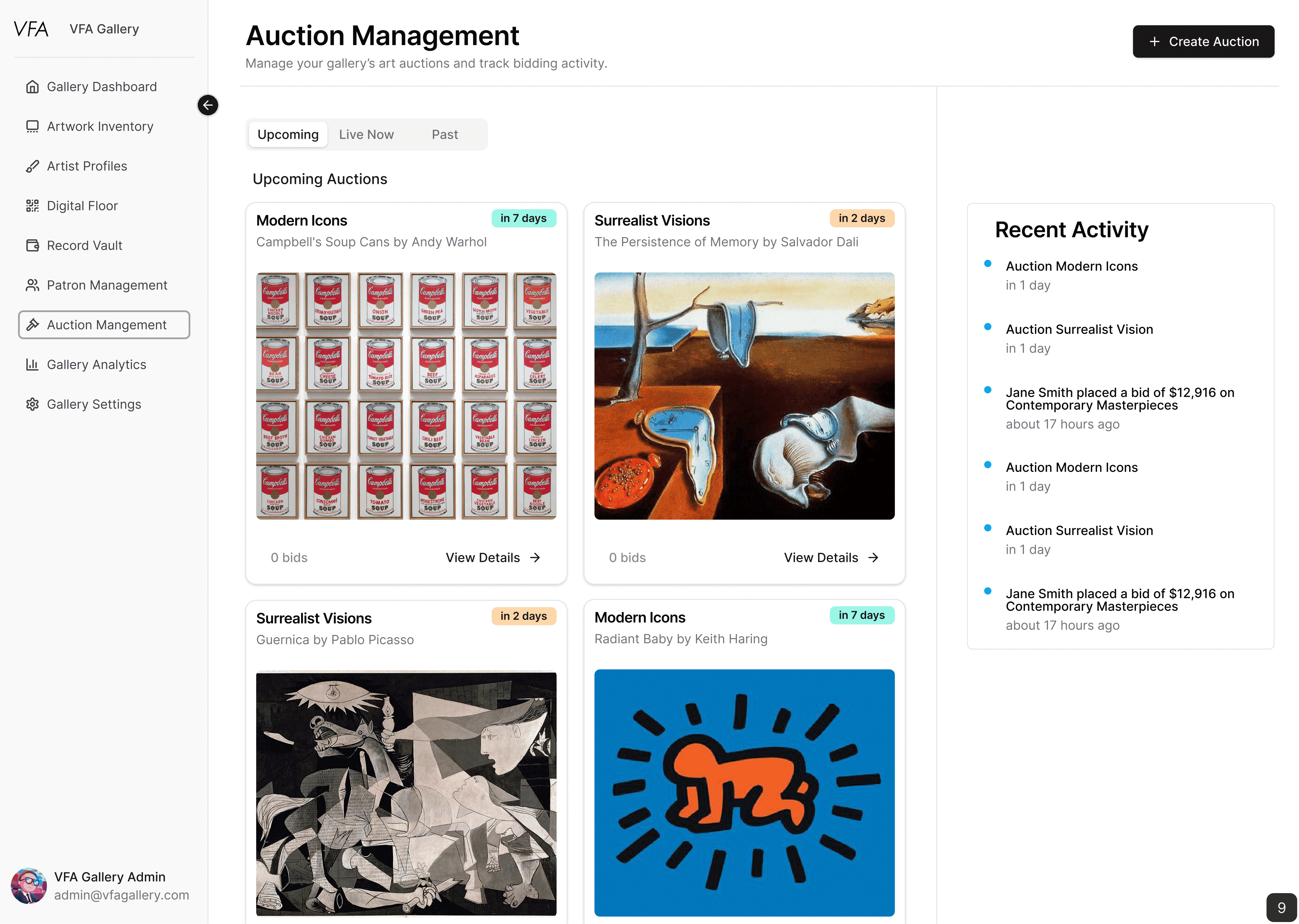 Desktop high-fidelity auction management