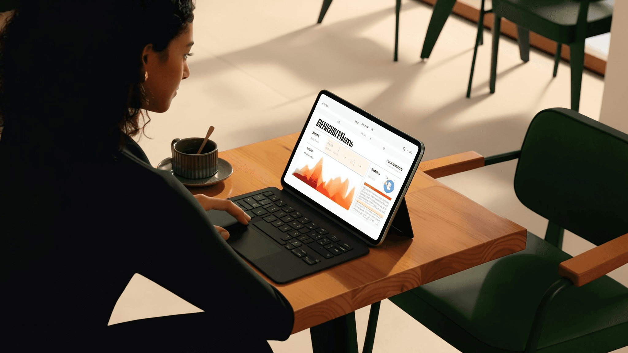 Woman looking a dashboard, AI-generated