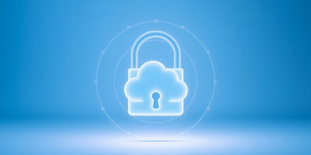 Secure cloud storage with digital lock imagery.