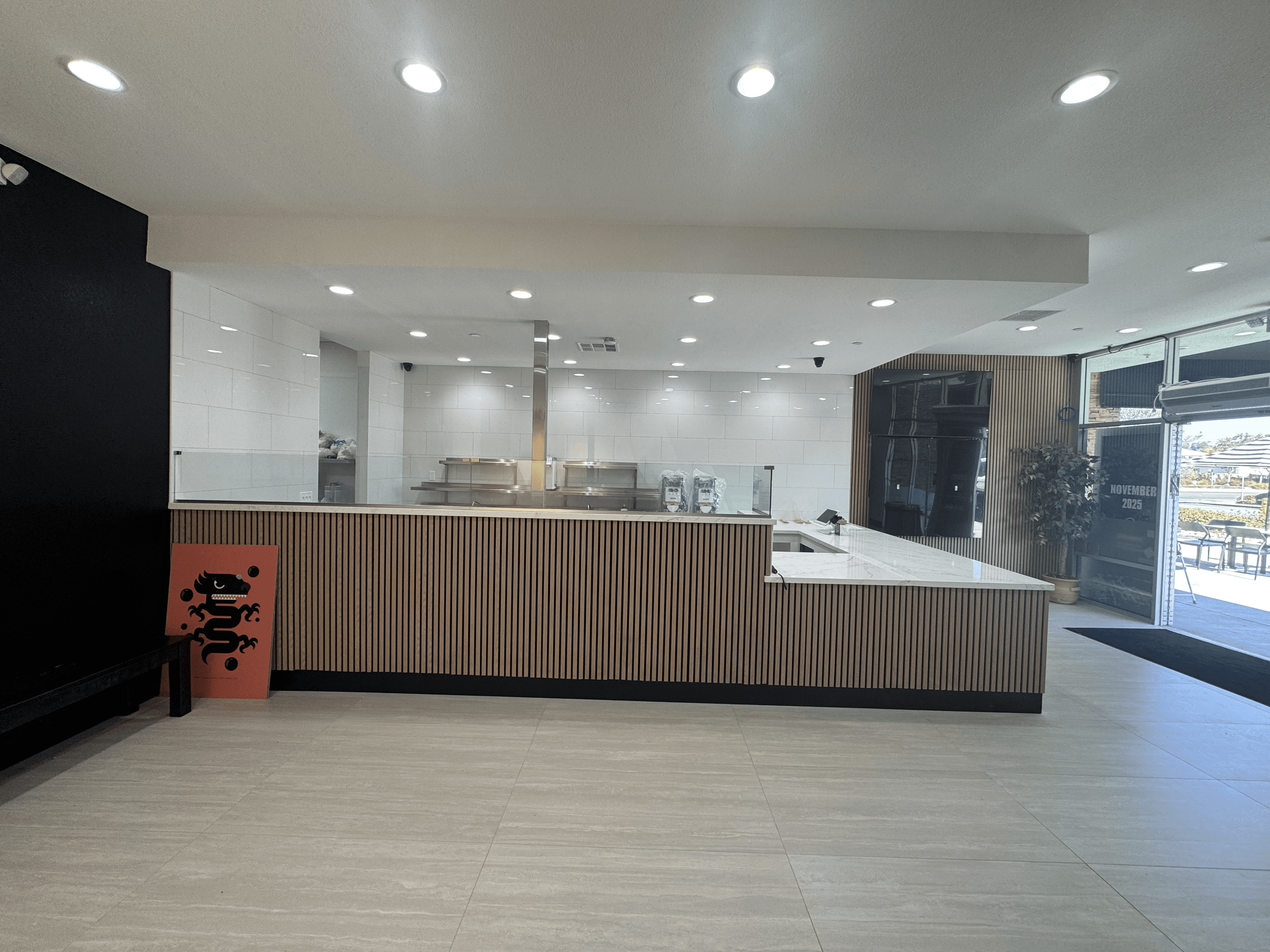 Food-service equipment setup in Karak Boba commercial build