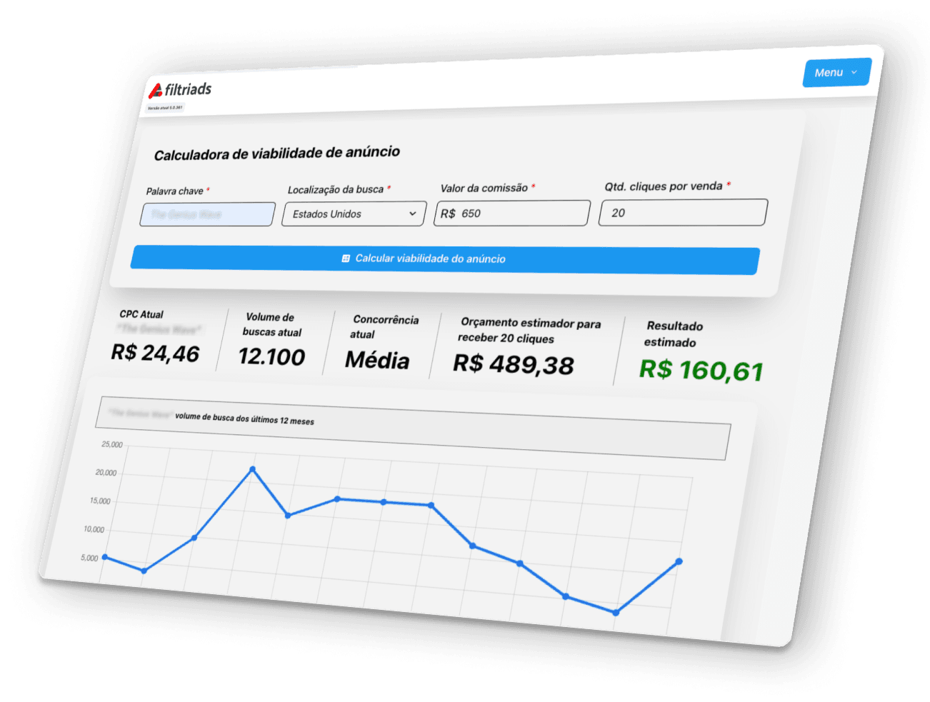 Ferramenta Filtripack função Analise de anuncio