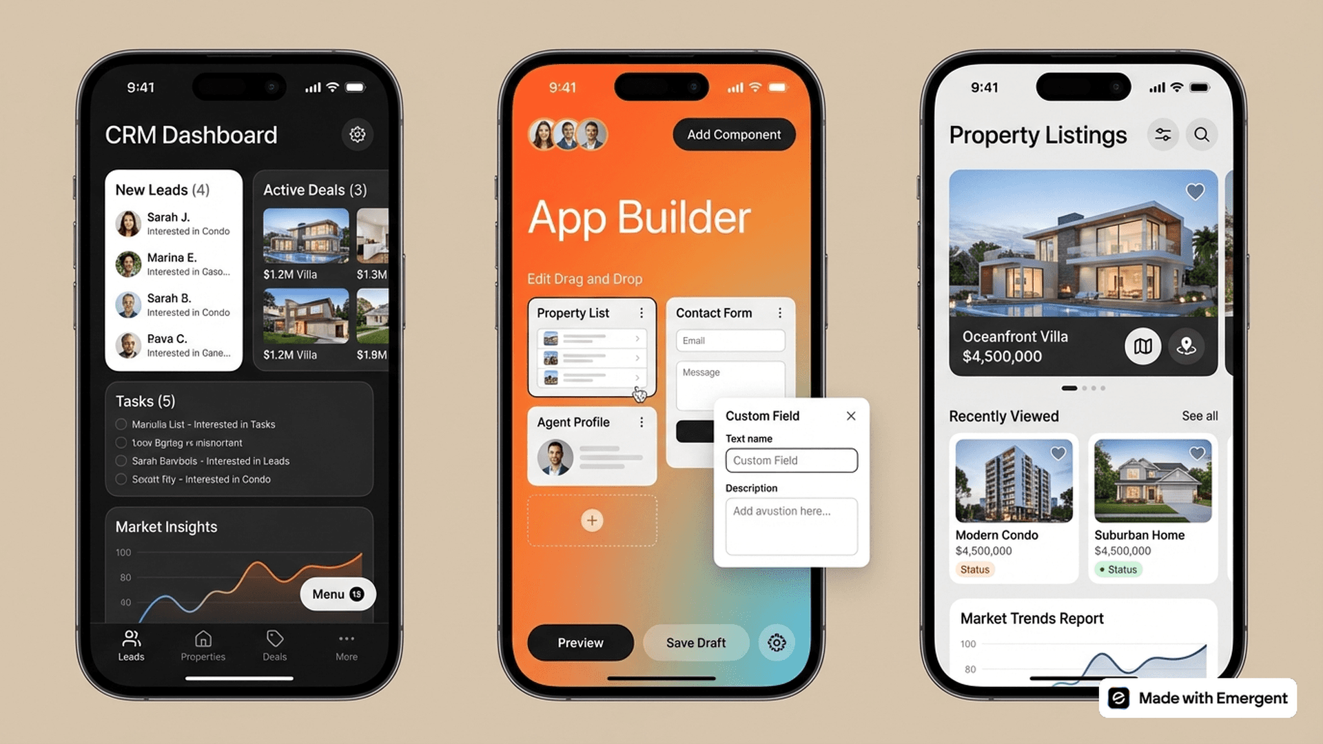 Real Estate CRM App Made With Emergent