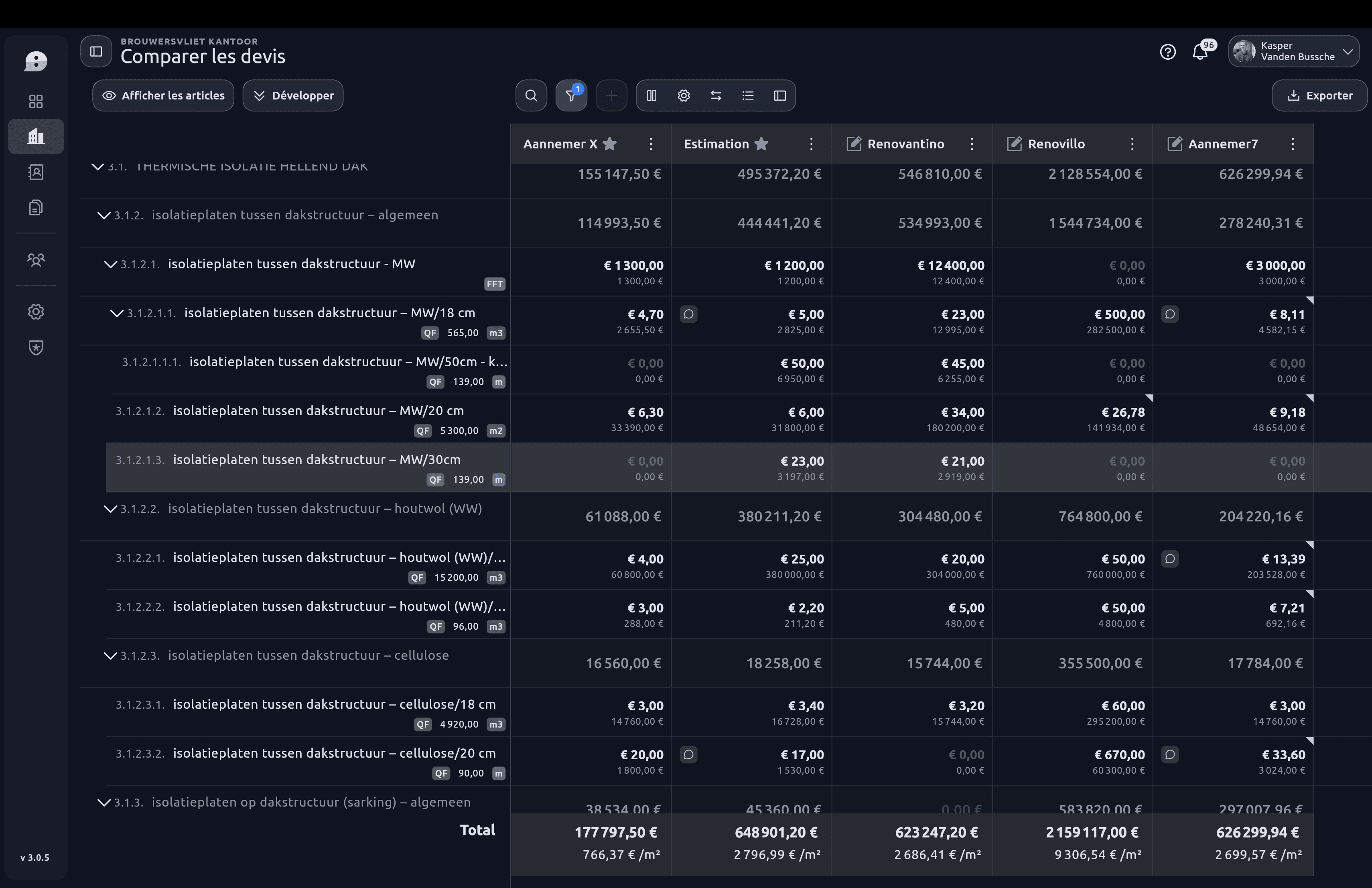 Compare Offers with several offers side by side