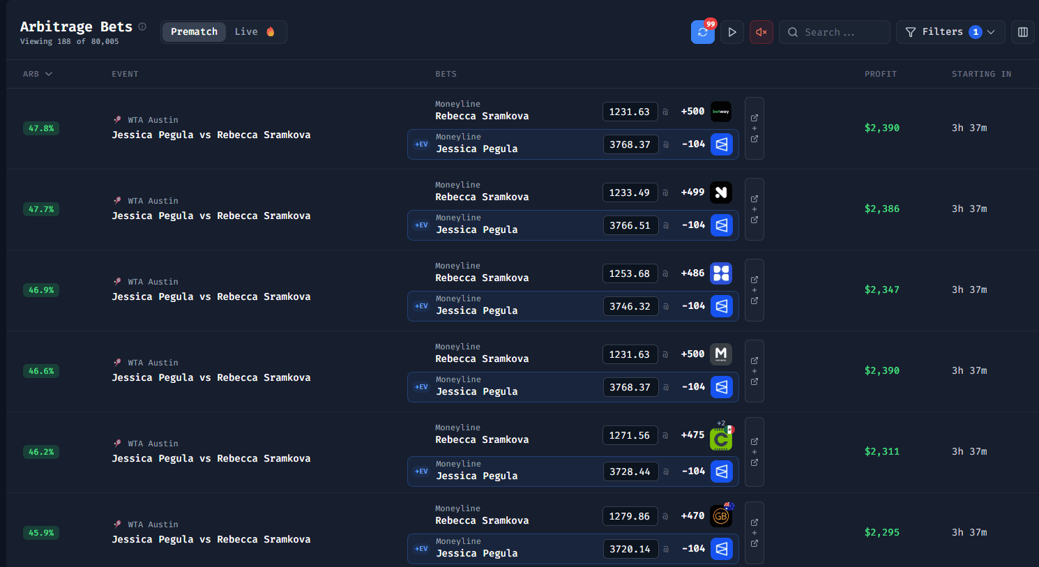 Bet Hero Arbitrage feature