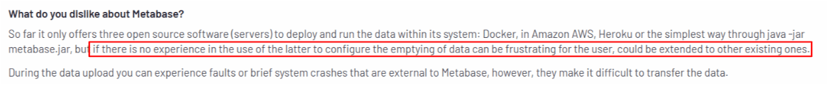 Metabase Self-hosting Cons