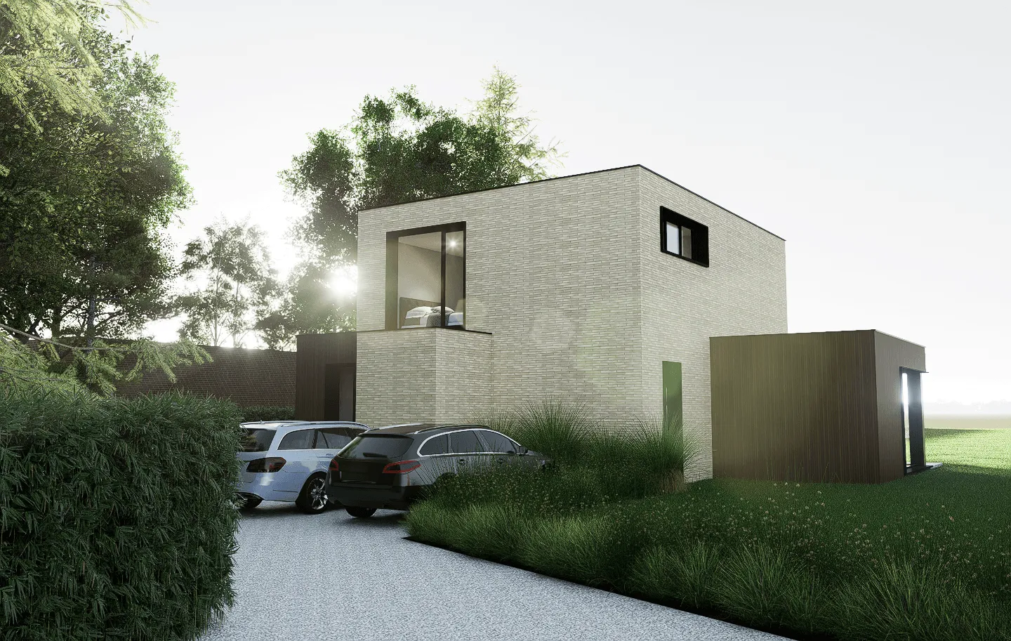 HUB166 met steenstrips en hout