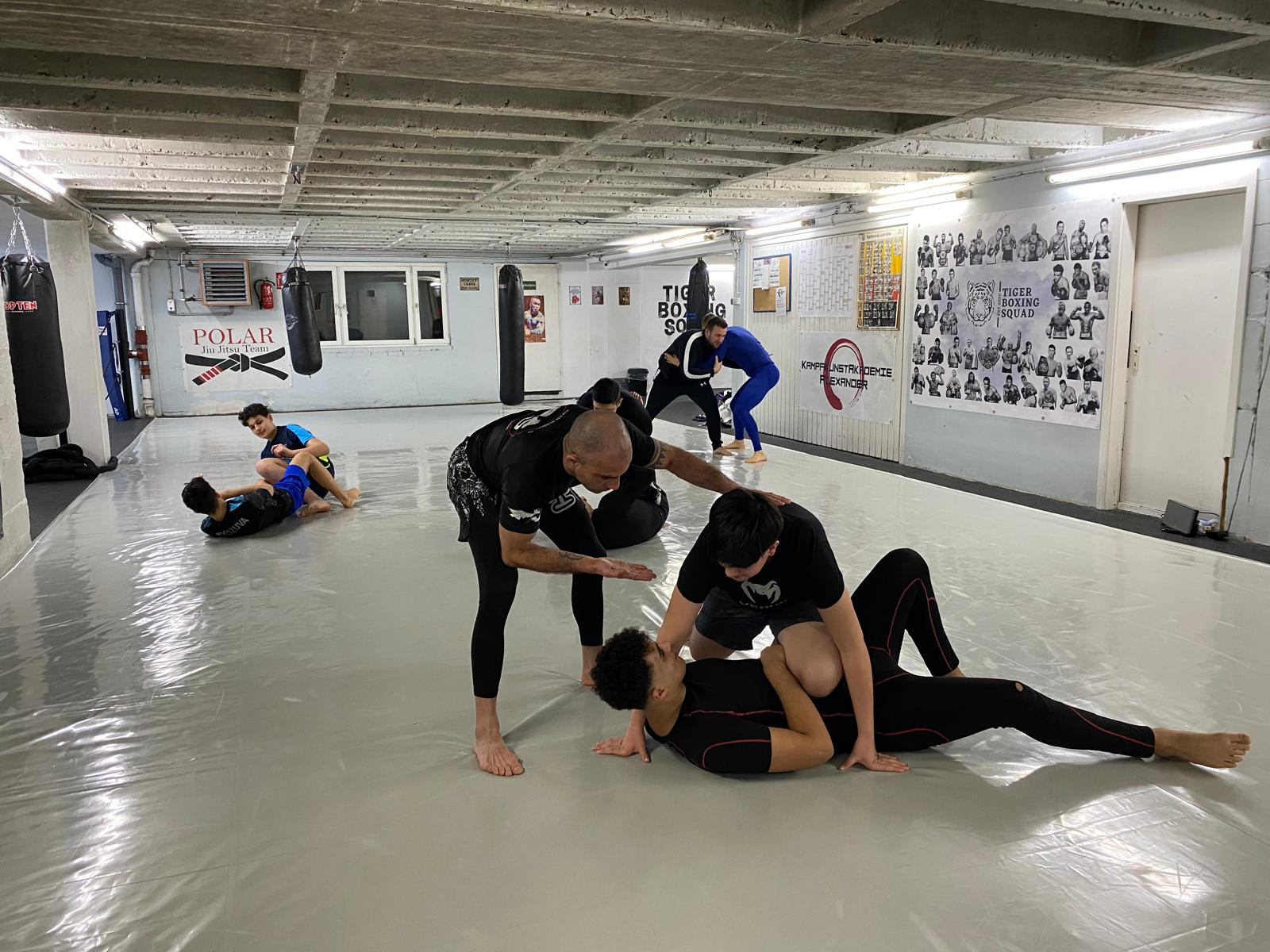 eilnehmer beim No-Gi Grappling Training
