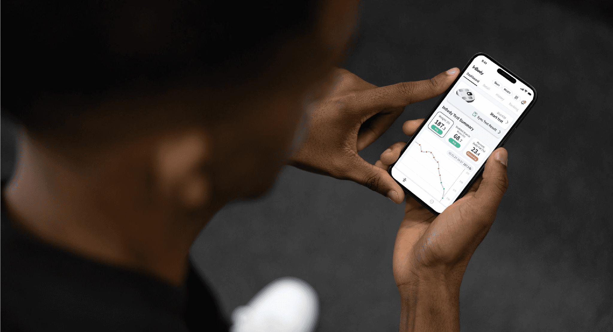 Person reviewing data on a smartphone