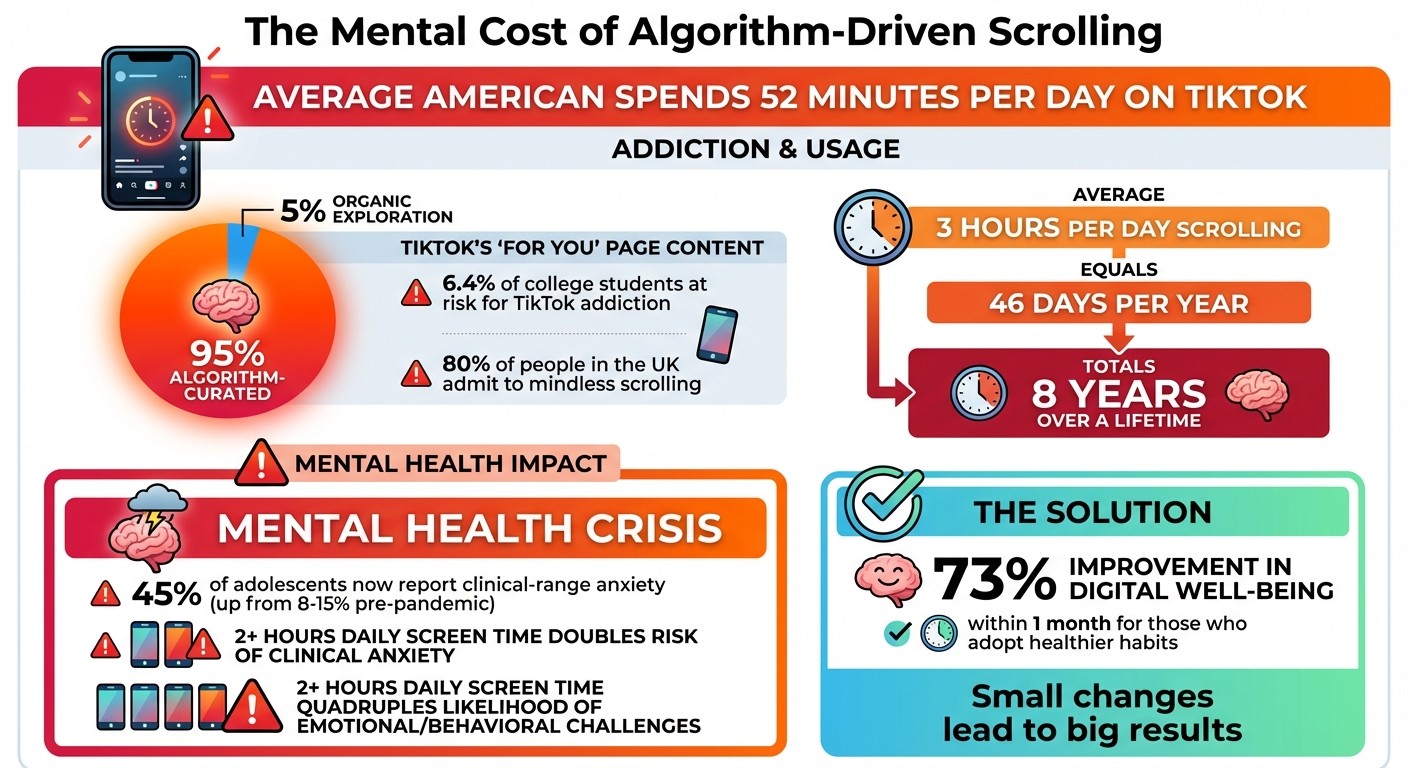 The Mental Cost of Algorithm-Driven Scrolling: Key Statistics and Impact