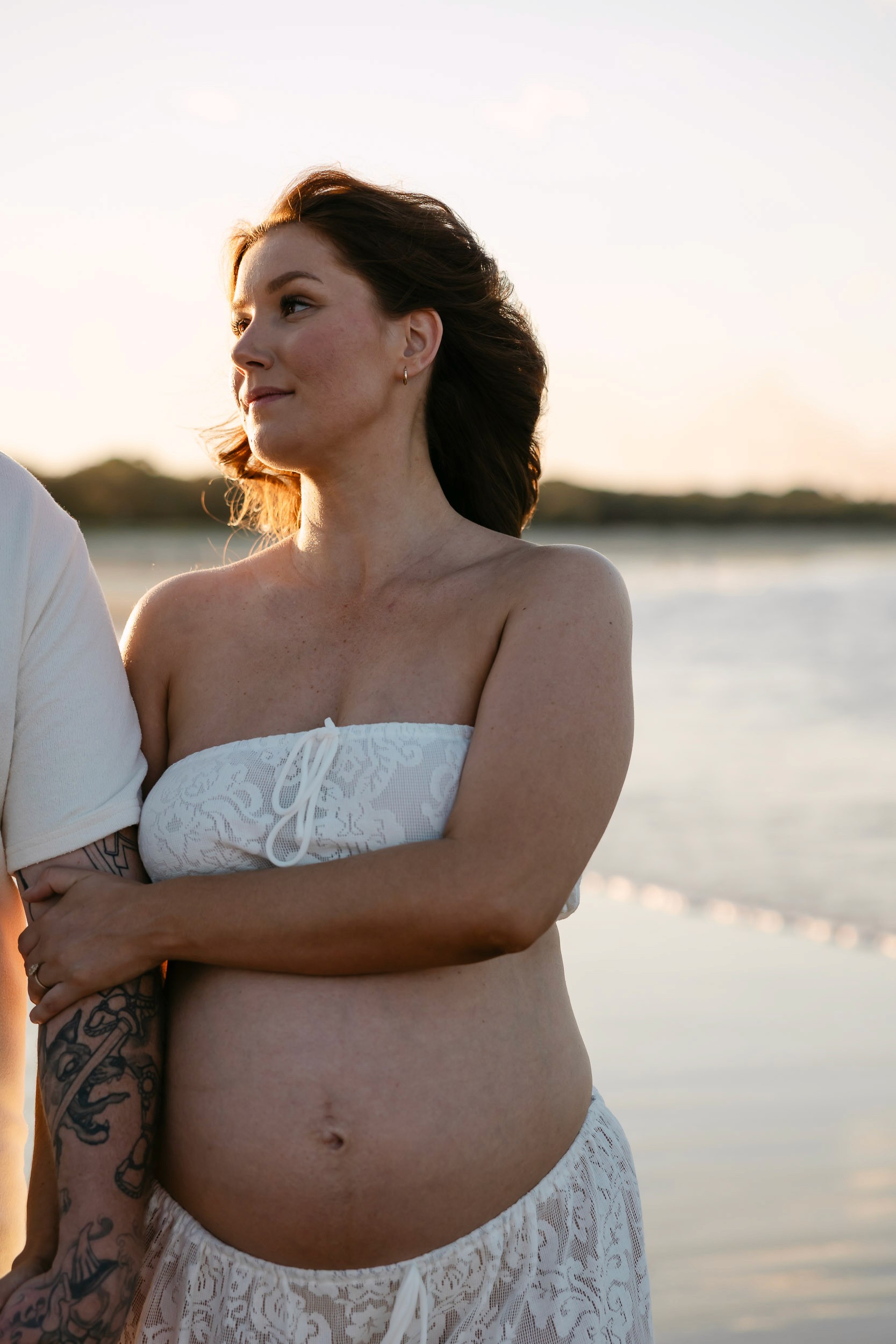 close up of pregnant womans bump