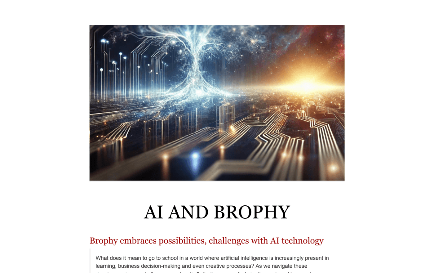 Brophy Prep AI Philosophy page preview