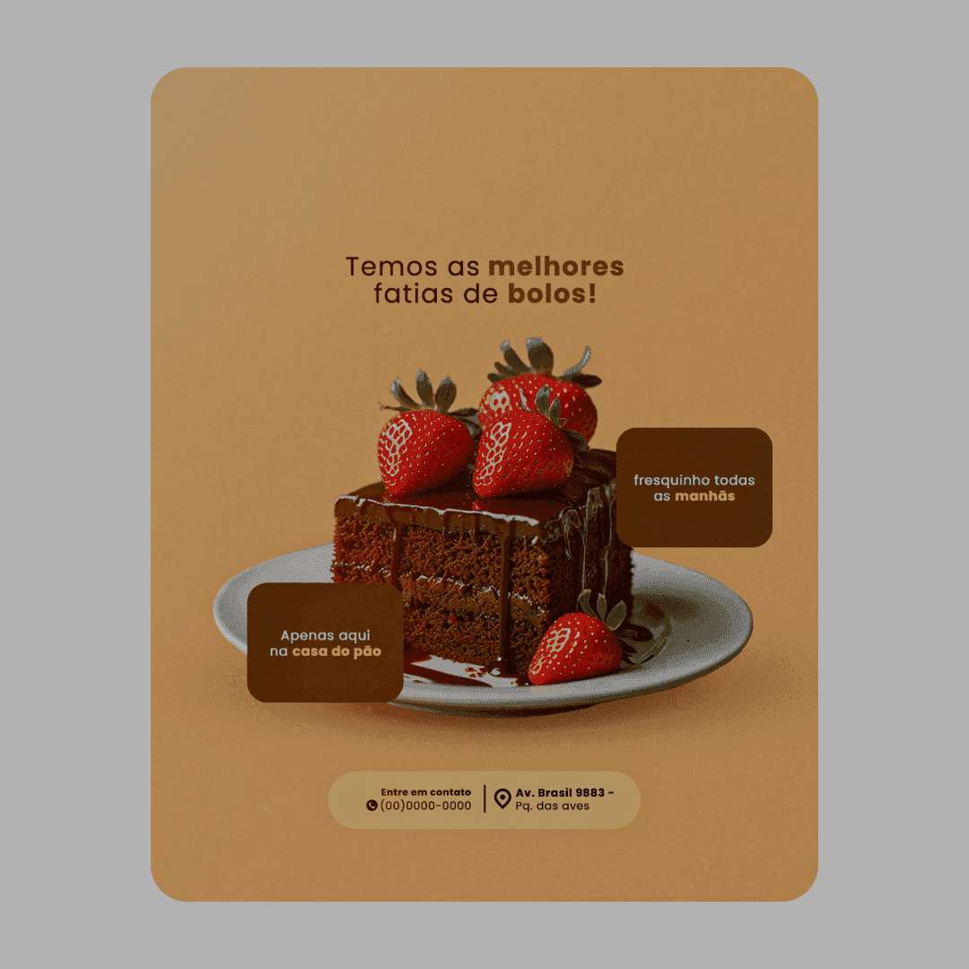 Post instagram - Bolo de chocolate com morangos