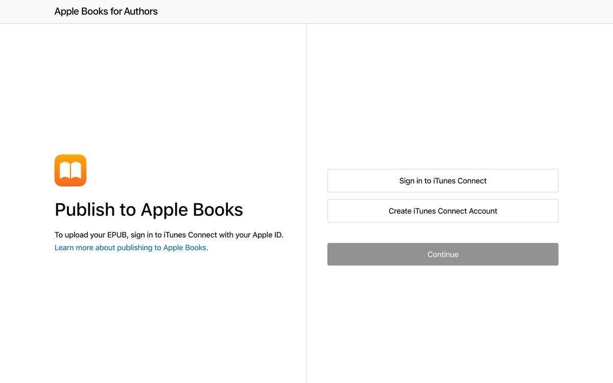 The Apple Books publishing portal sign-in page