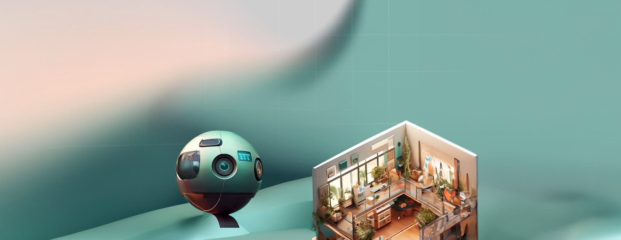 A close-up of geometric shapes against a soft, abstract background in hues of teal and pink.