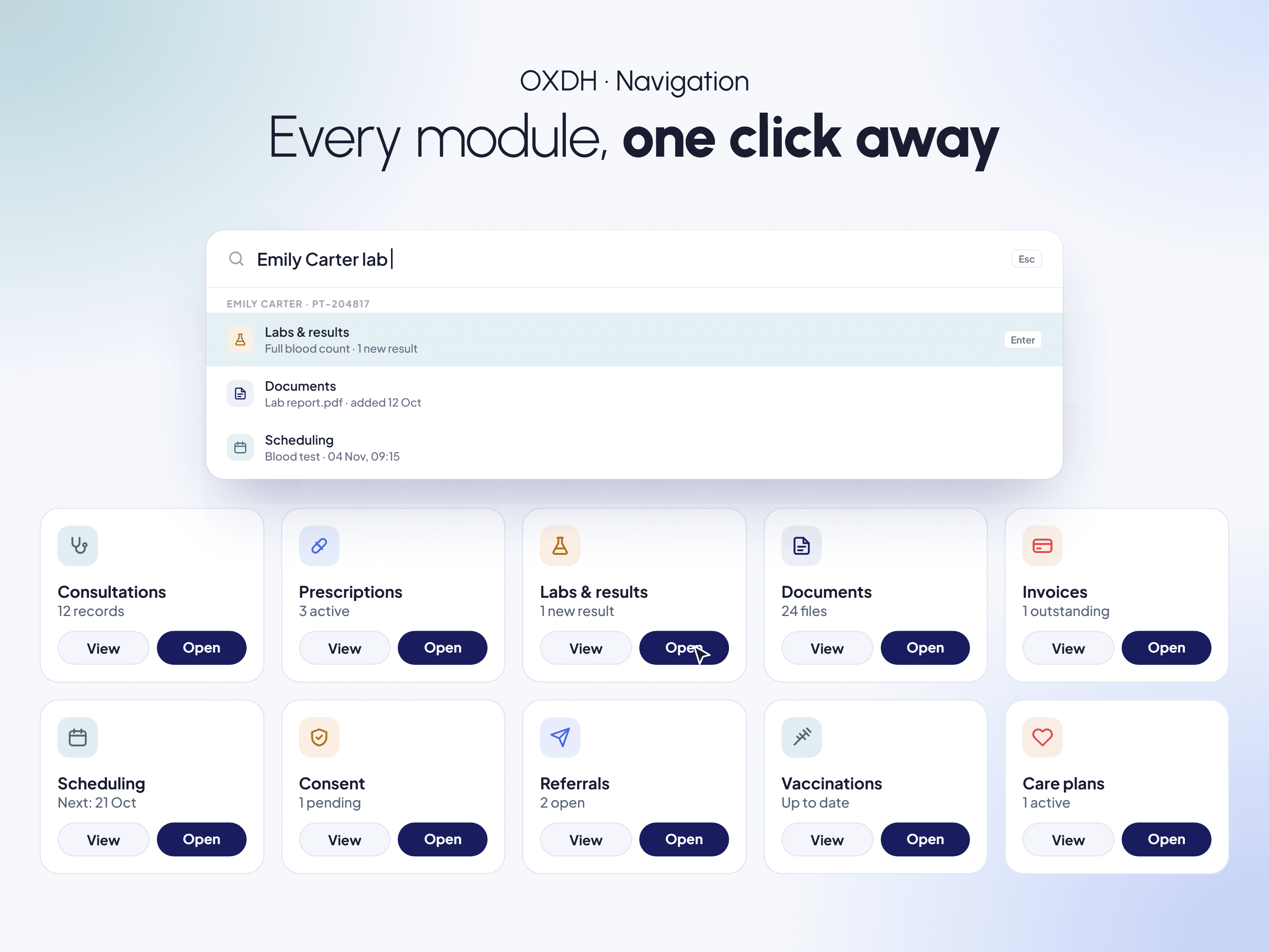 Every module, one click away