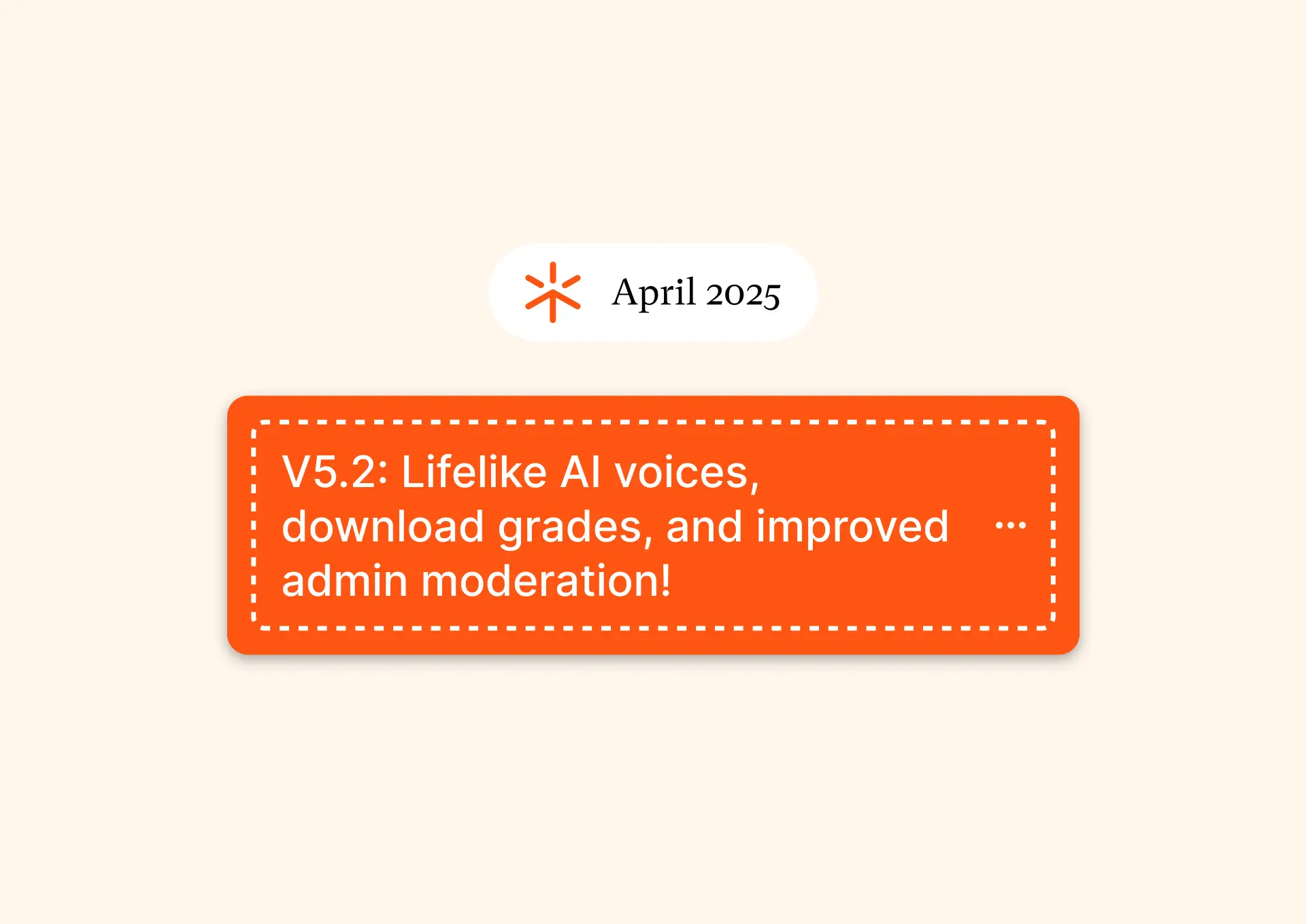 Image summarizing update showing improved language support, moderation guidelines, and session data download as CSV.