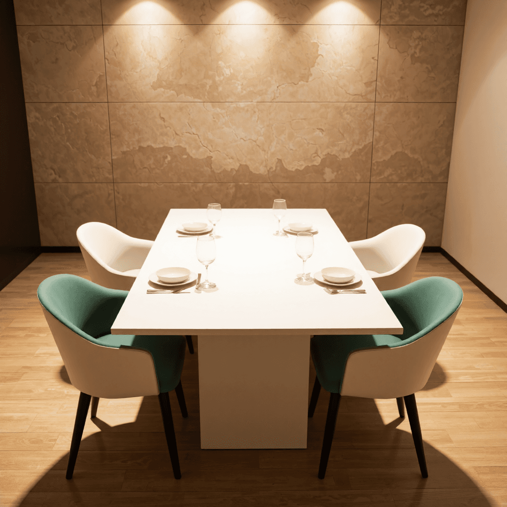 product photography of a dining table with chairs