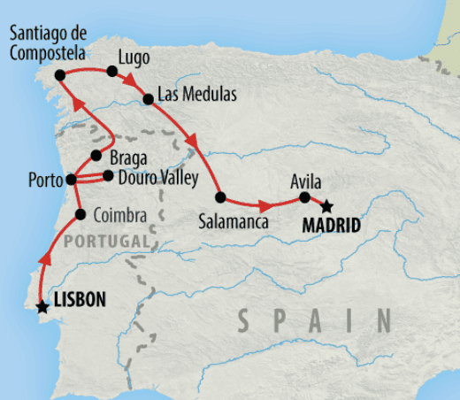 Lisbon to Madrid on the go Tours Map