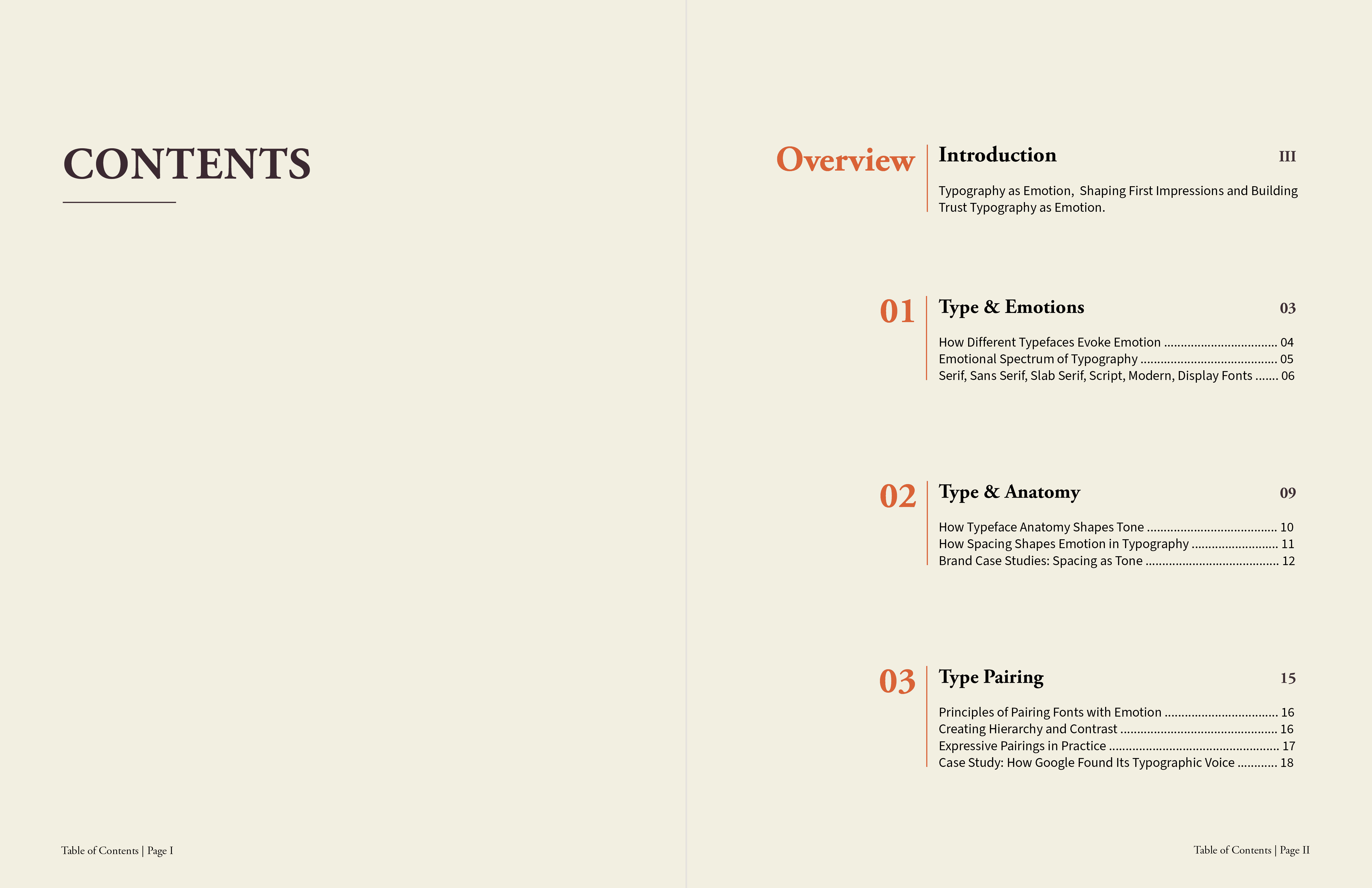 Type&Tone_Table of content