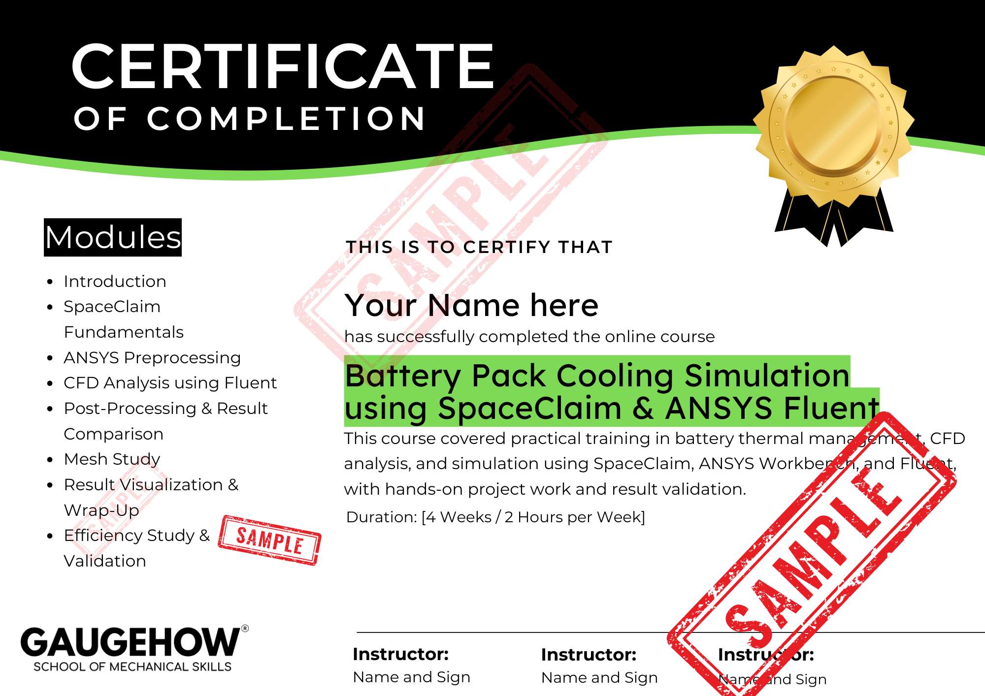 thermal simulation course certificate
