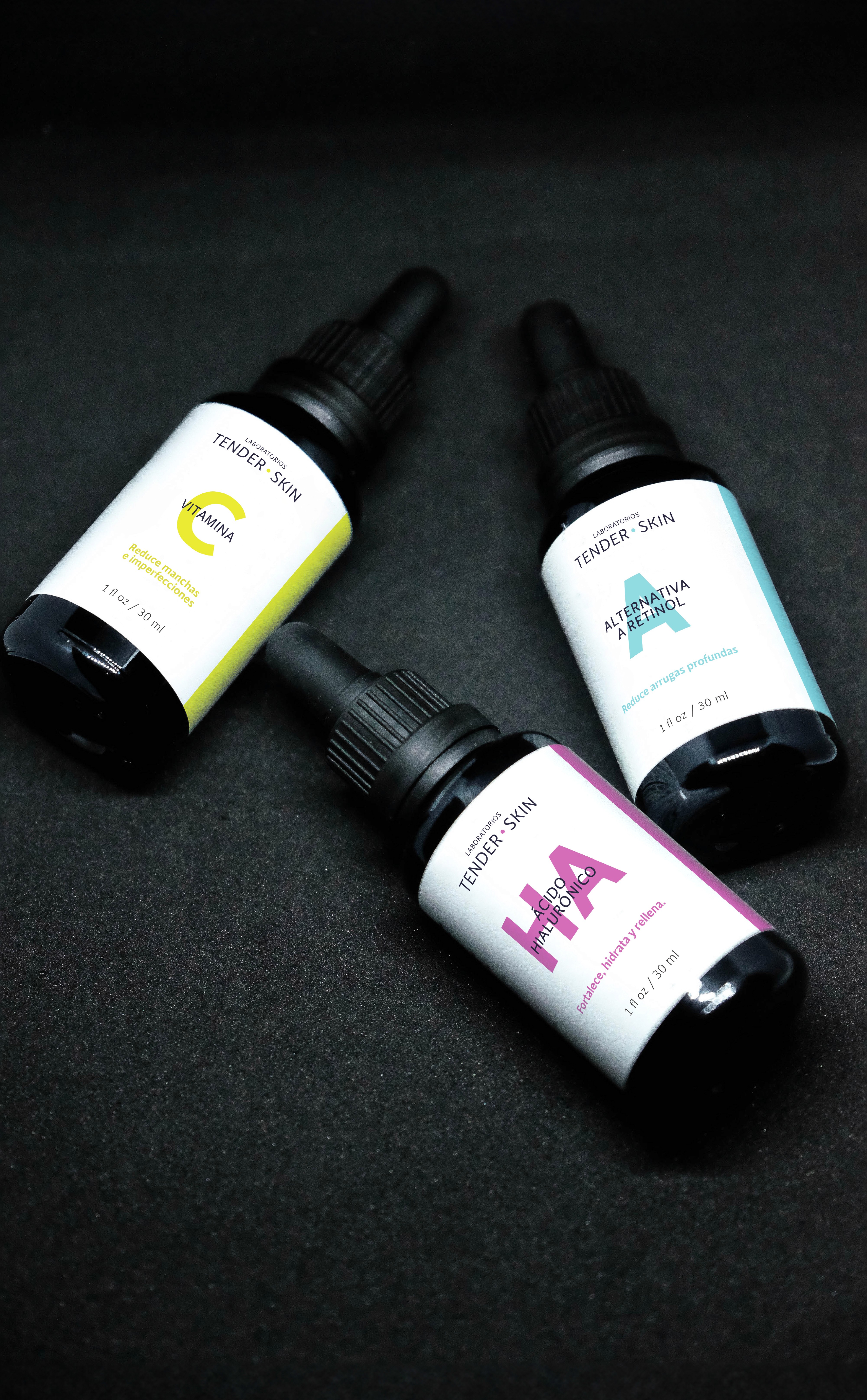 Tender Skin - Visual Identity System - Packaging - Skincare Bottles