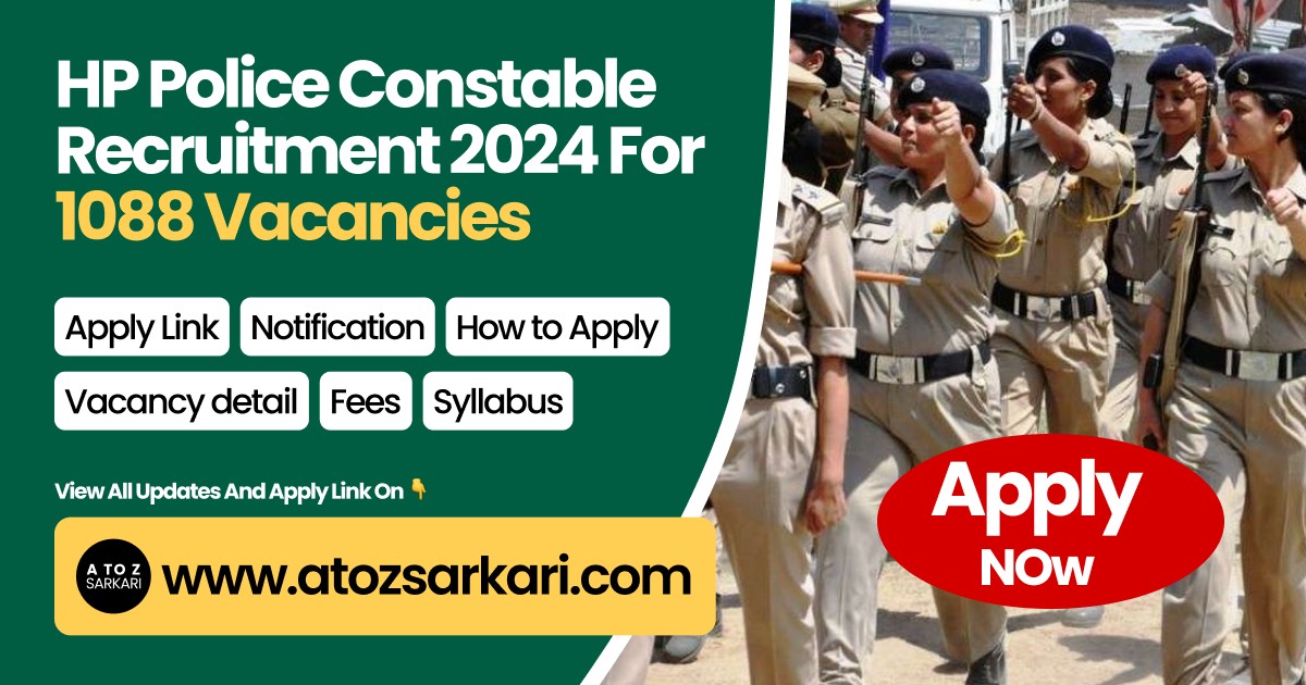 HP Police Constable Recruitment 2024 for 1088 Vacancies