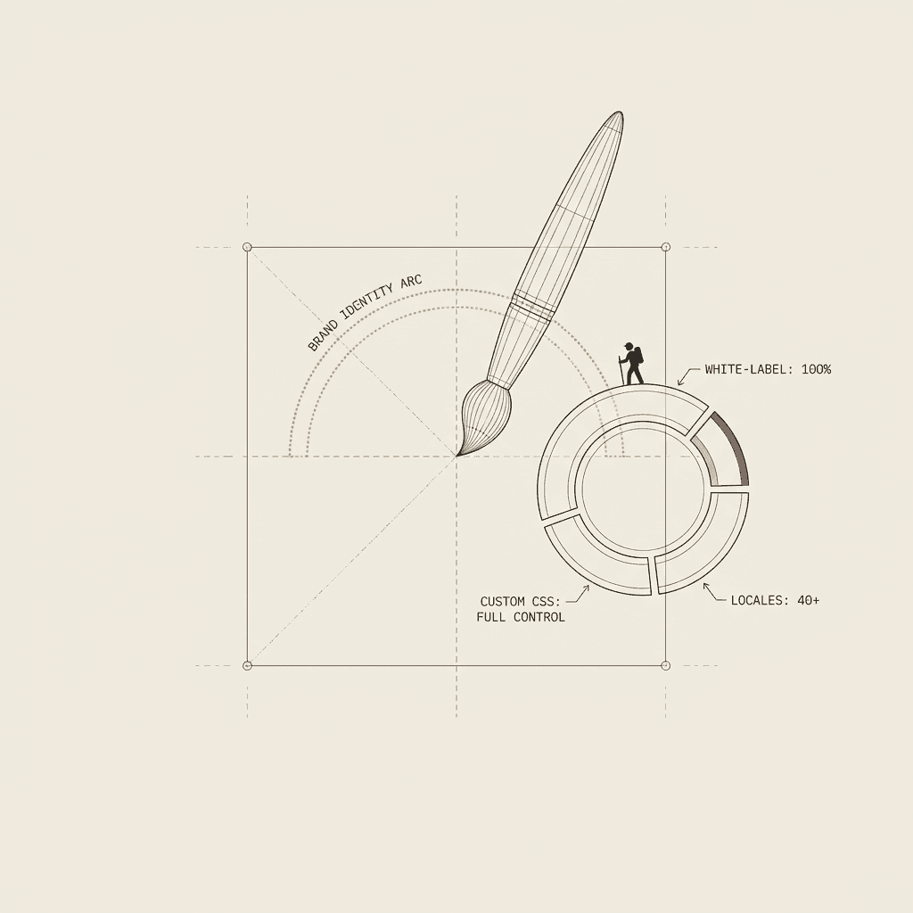 Magical artisan workshop with enchanted paintbrushes painting brand themes onto floating UI panels