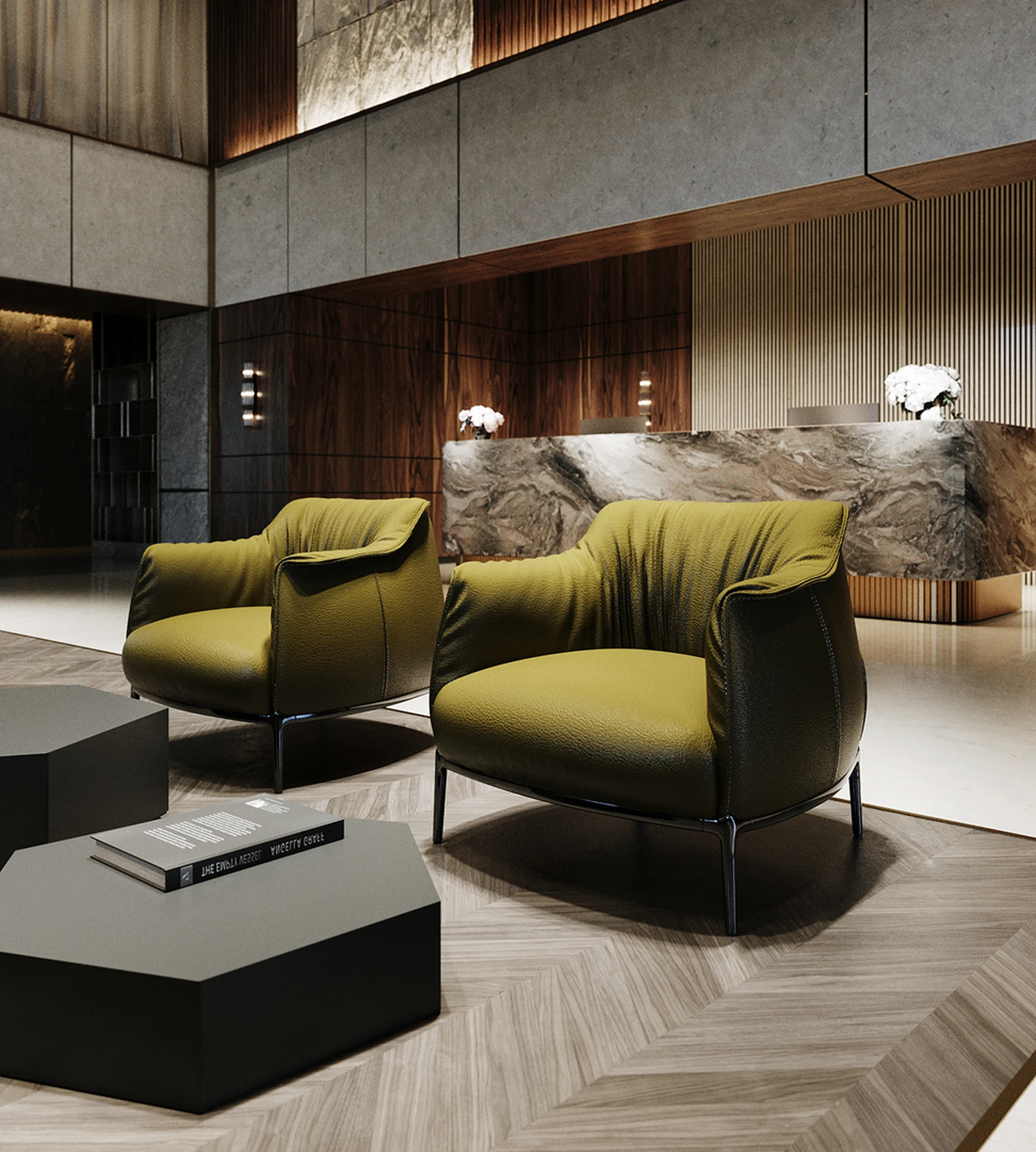 Détail — prise intégrée et goulotte dissimulée.