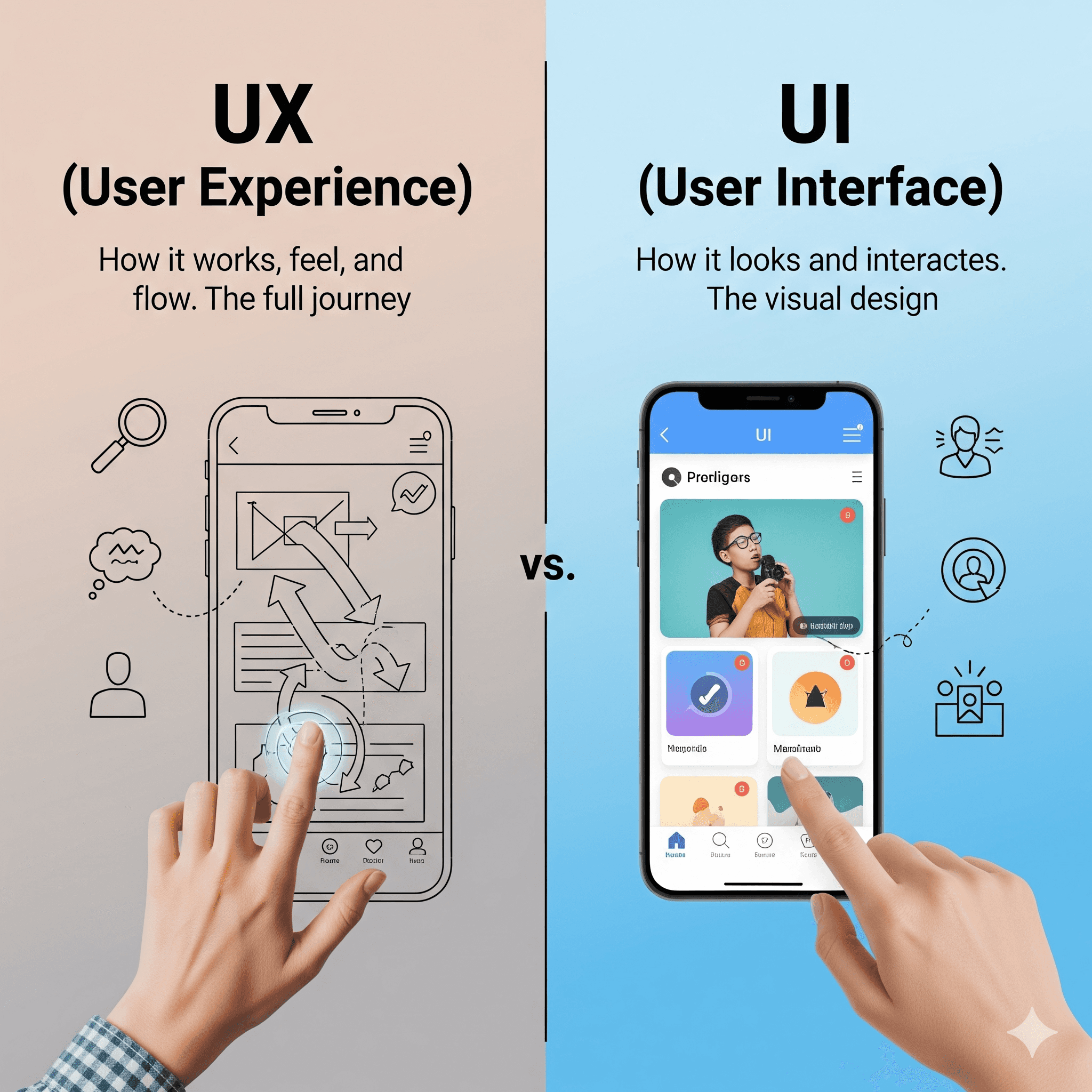 ux ui design, ferdausrj, ux vs ui, user experience, user interface, web design, mobile app design