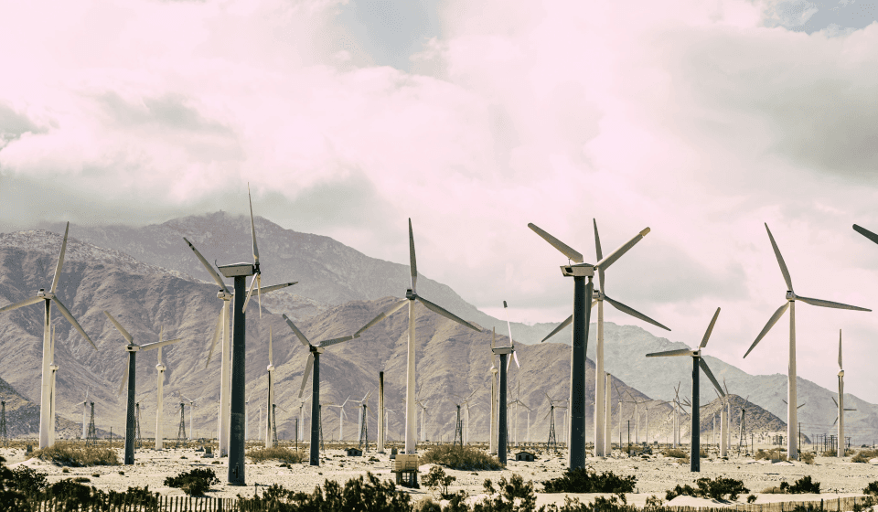 Wind turbines in desert