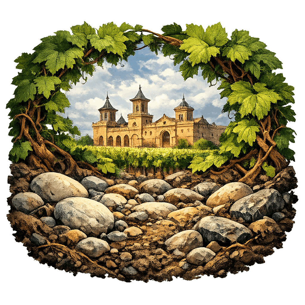 Detailed graphic of the Saint-Estèphe wine region.