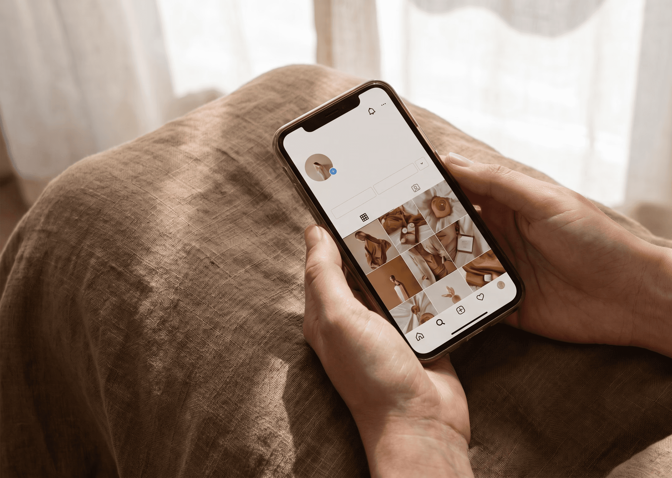 Closeup photo of hands holding smartphone