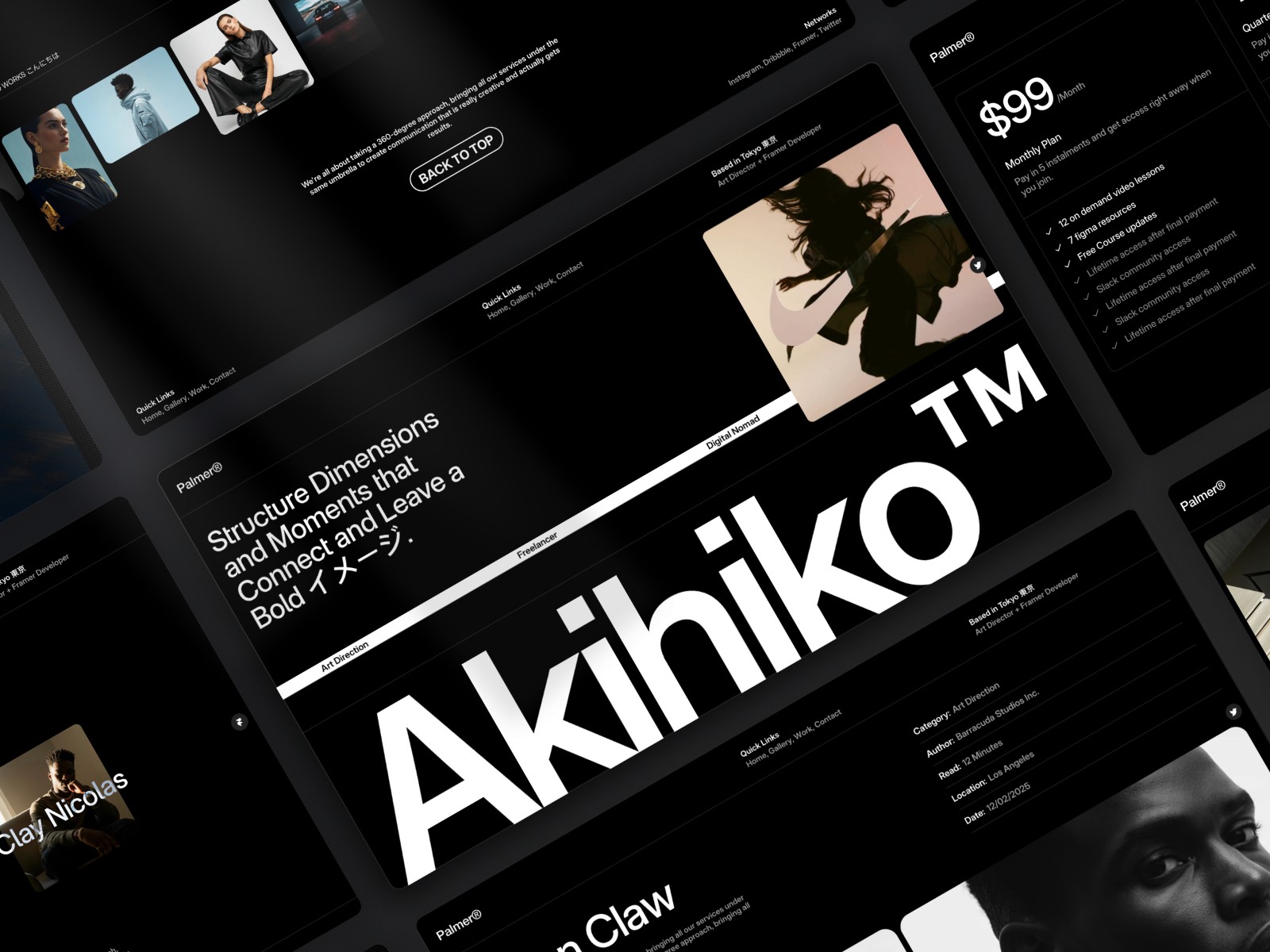 Palmer free Framer portfolio template preview